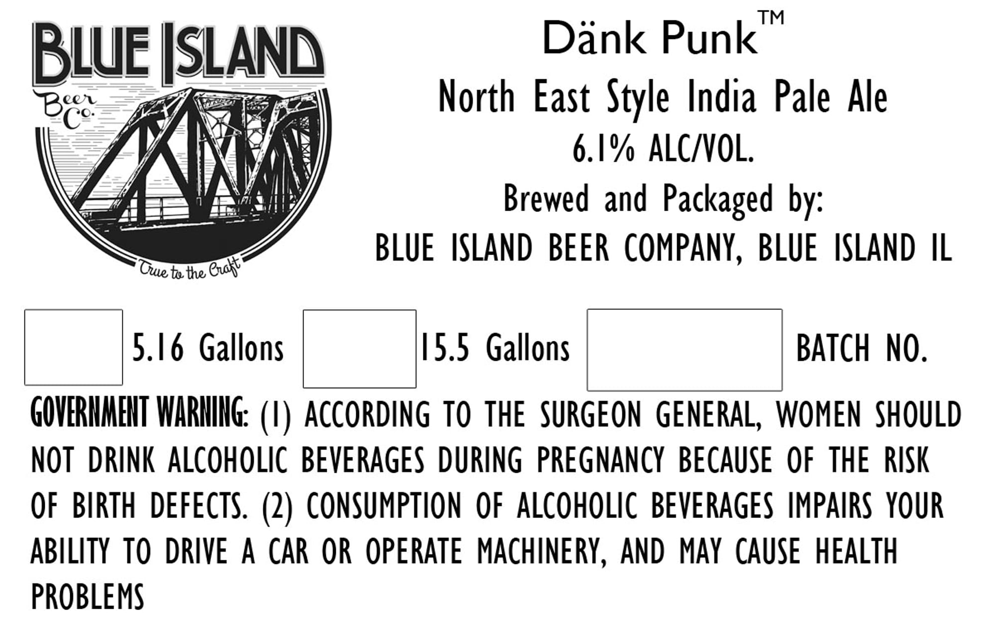 Dänk Punk by Blue Island Beer Company - beer label