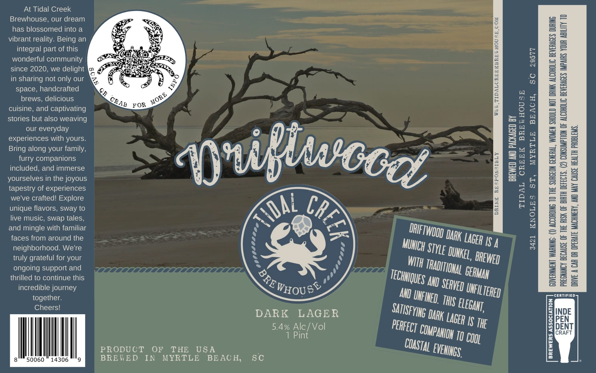 Dark Lager by Tidal Creek Brewhouse - beer label