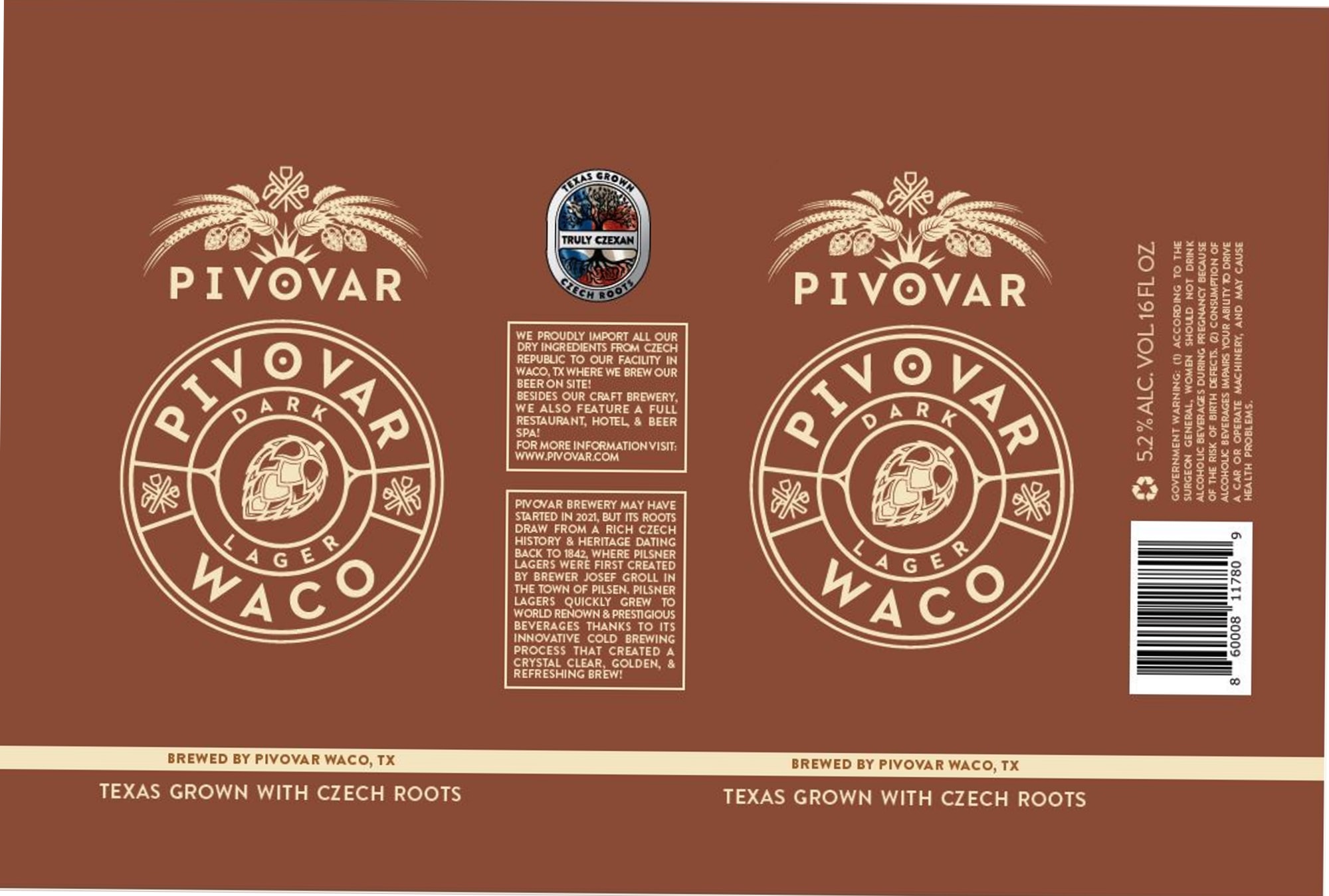 Dark Lager Waco by Pivovar - beer label