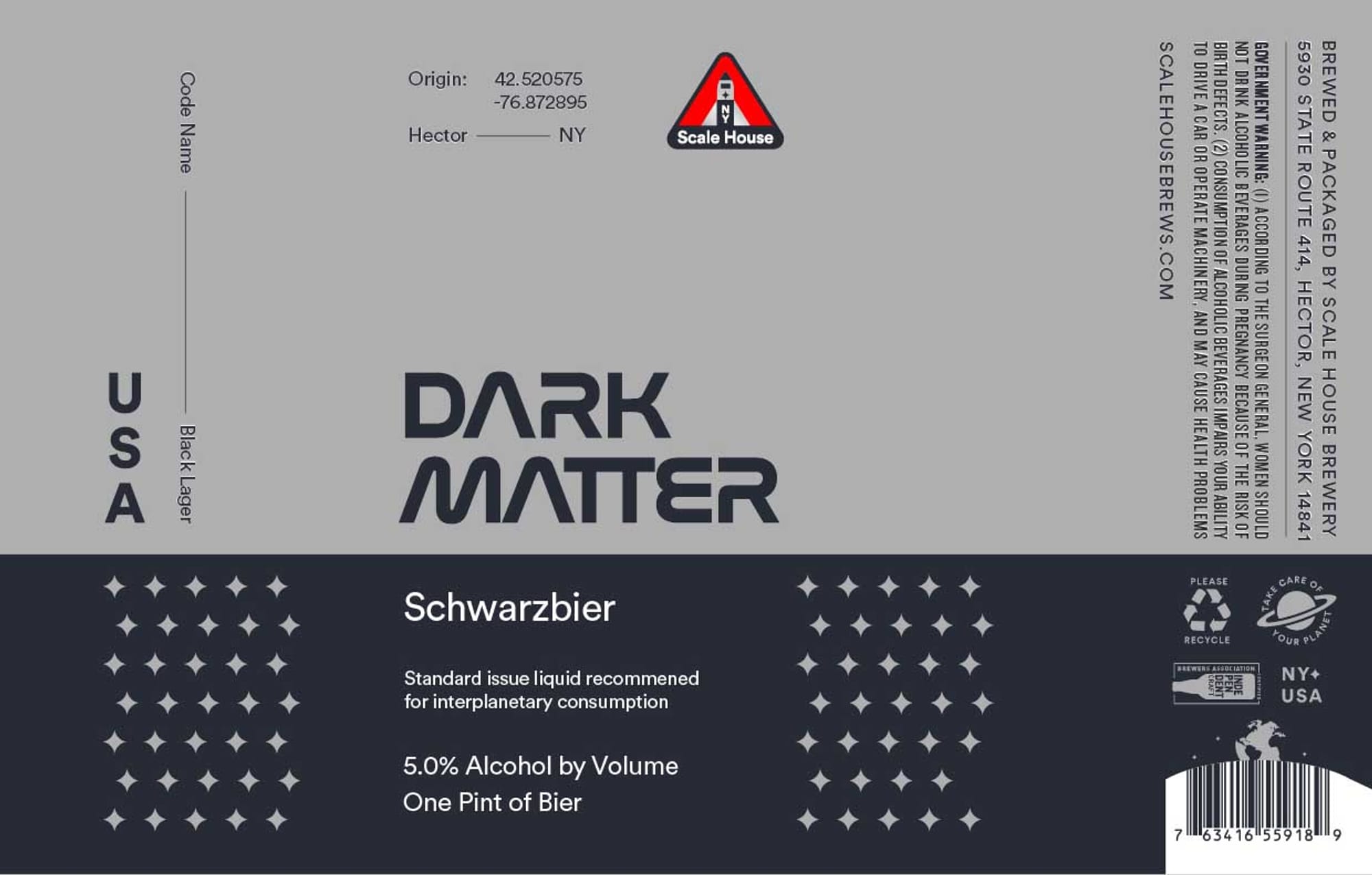 Dark Matter by Scale House Brewery - beer label