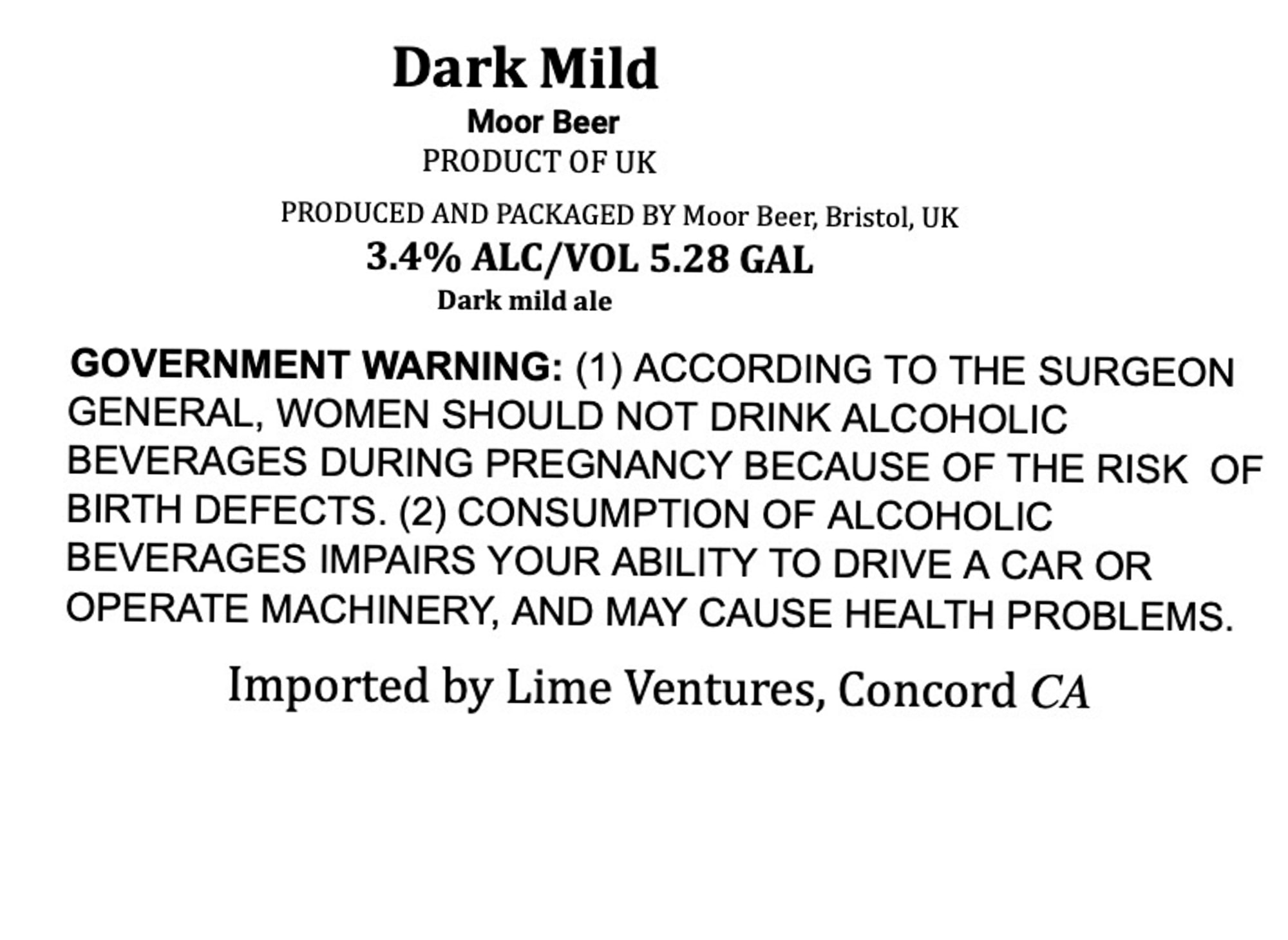 Dark Mild by Moor Beer - beer label