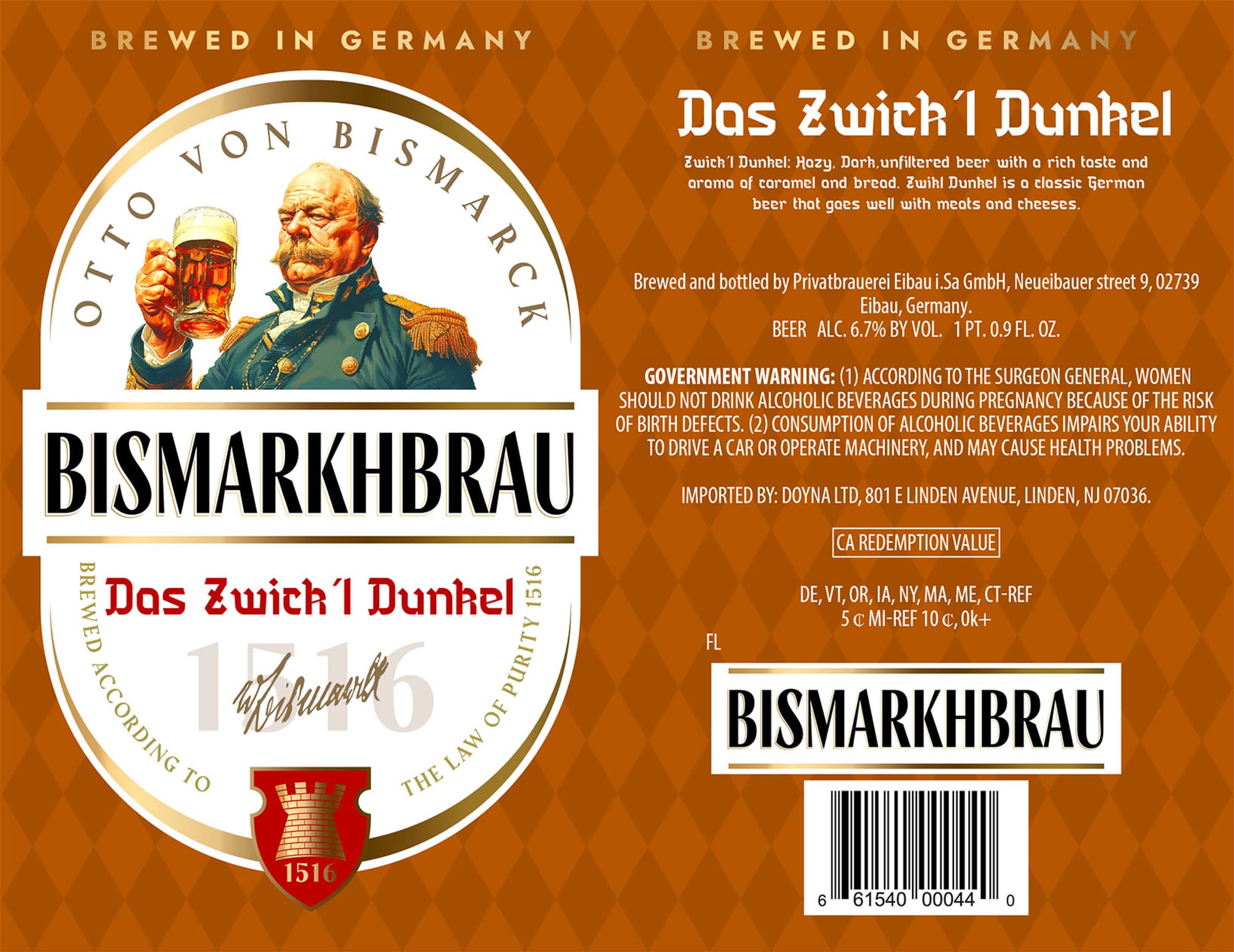 Das Zwick'l Dunkel by Bismarckbrau - beer label