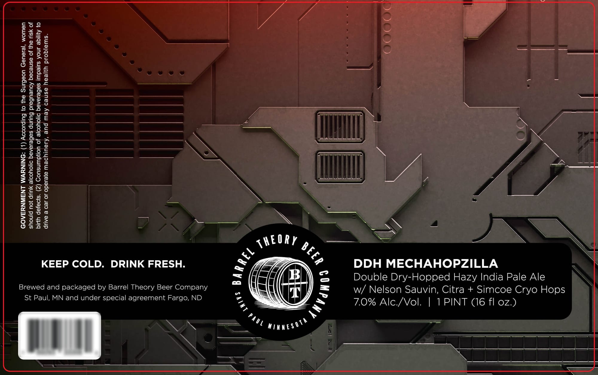 DDH Mechahopzilla by Barrel Theory Beer Company - beer label