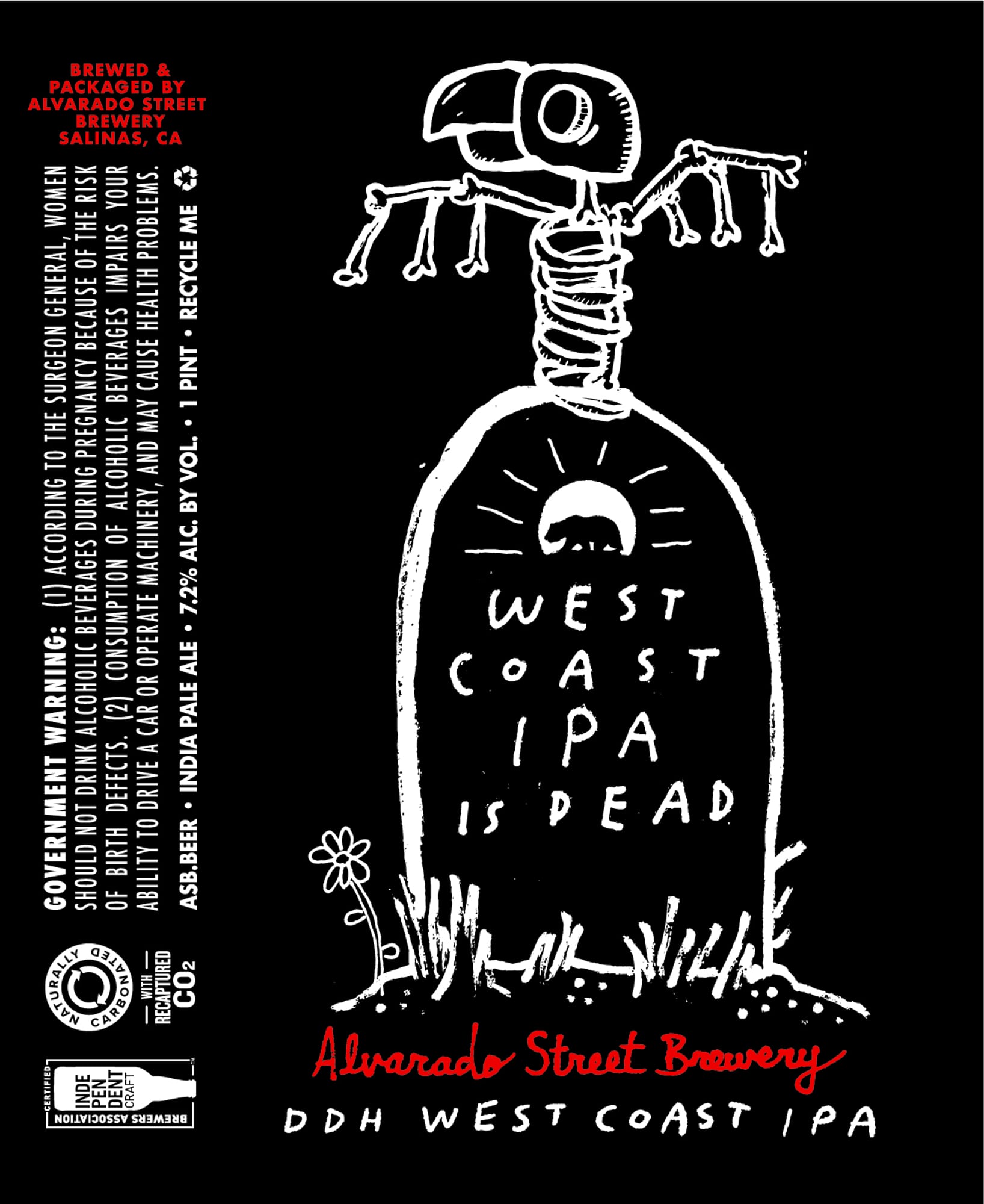 DDH West Coast IPA by Alvarado Street Brewery - beer label