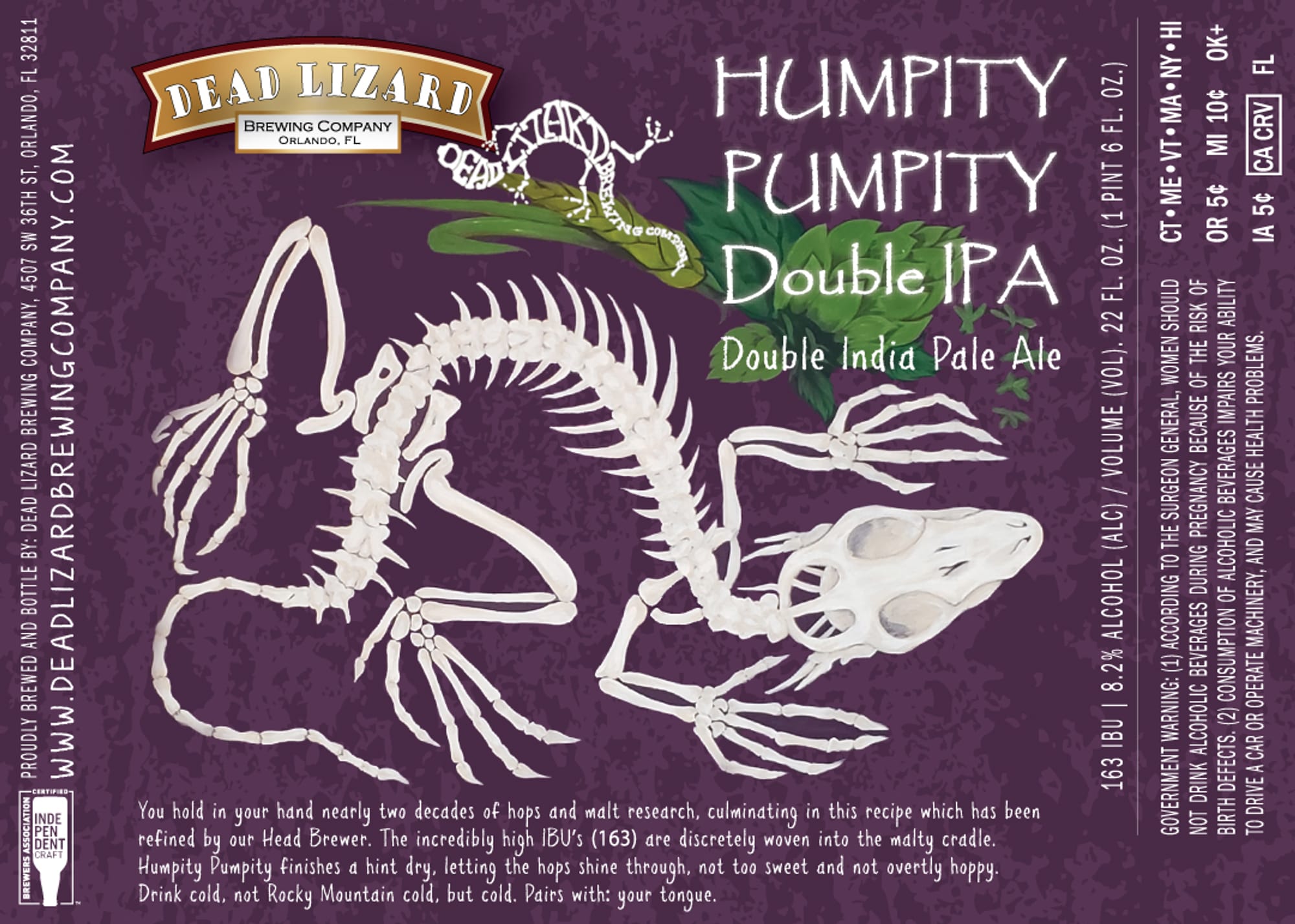 Humpty Pumpty Double IPA by Dead Lizard Brewing Company - beer label