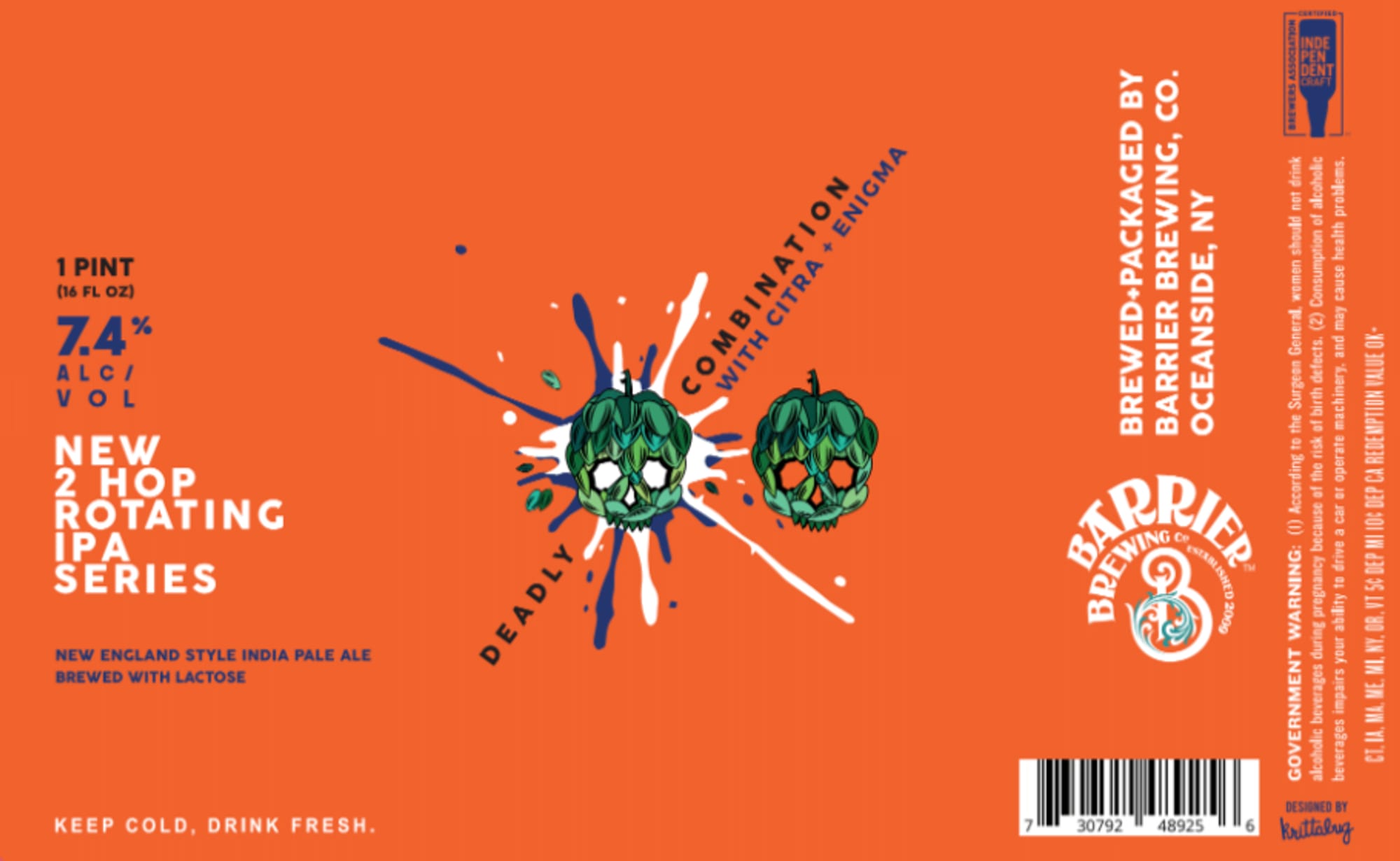 Deadly Combination by Barrier Brewing Co. - beer label