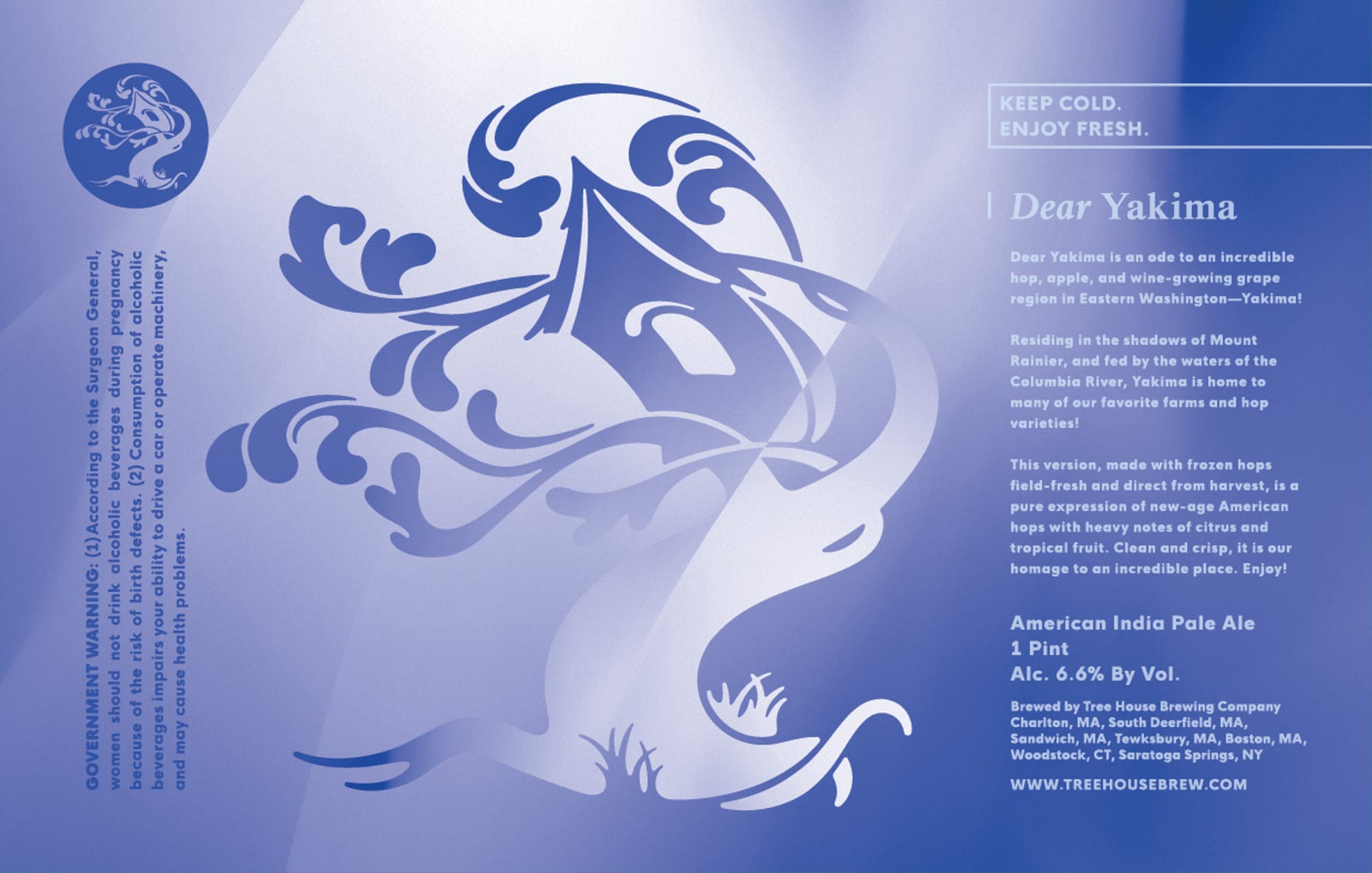 Dear Yakima by Tree House Brewing Company - beer label