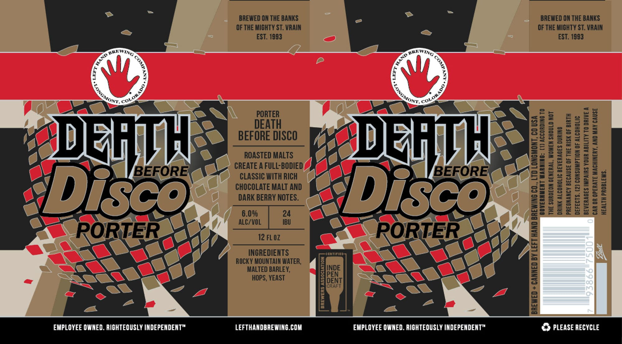 Death Before Disco Porter by Left Hand Brewing Company - beer label