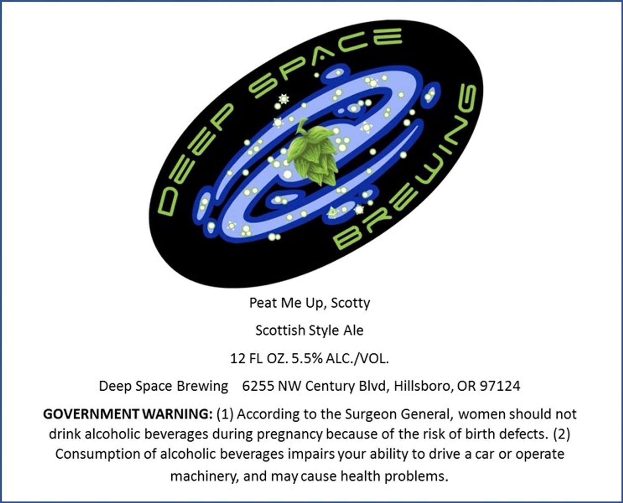 Peat Me Up, Scotty by Deep Space Brewing - beer label