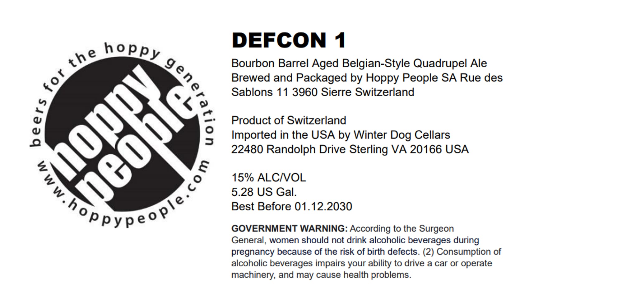 Defcon 1 by Hoppy People - beer label
