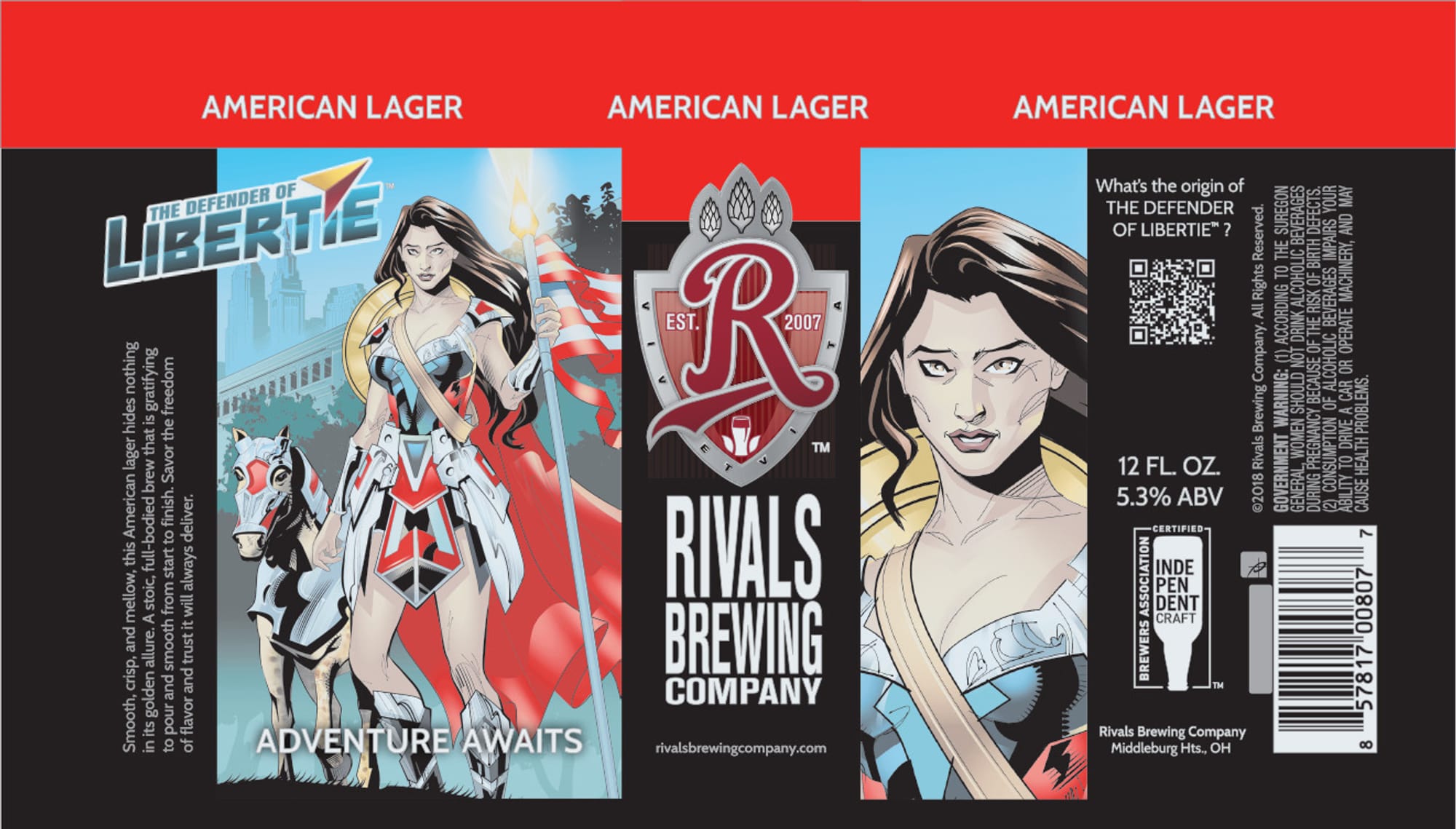 The Defender of Liberty by Rivals Brewing Company - beer label