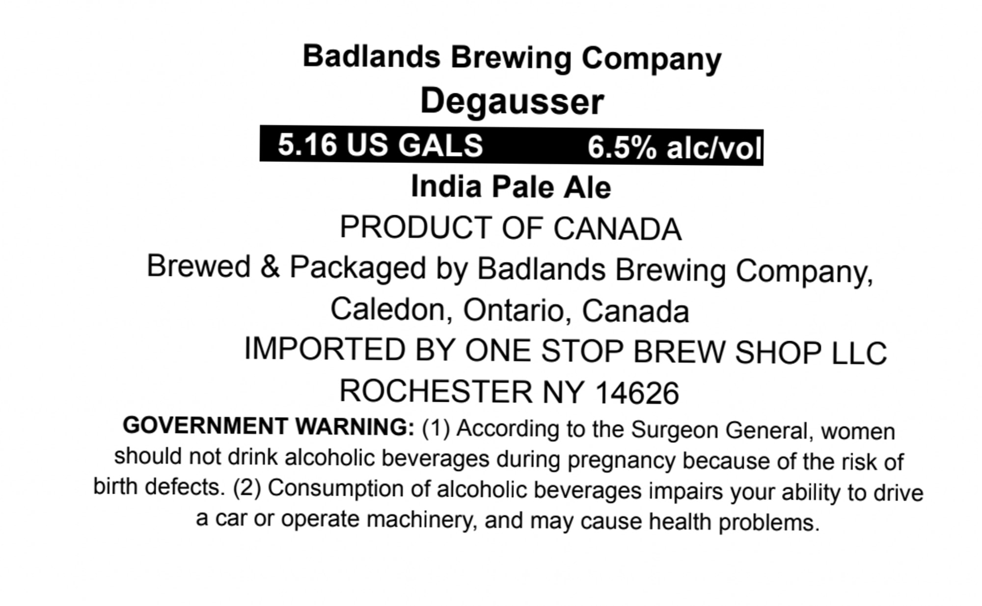 Degausser by Badlands Brewing Company - beer label