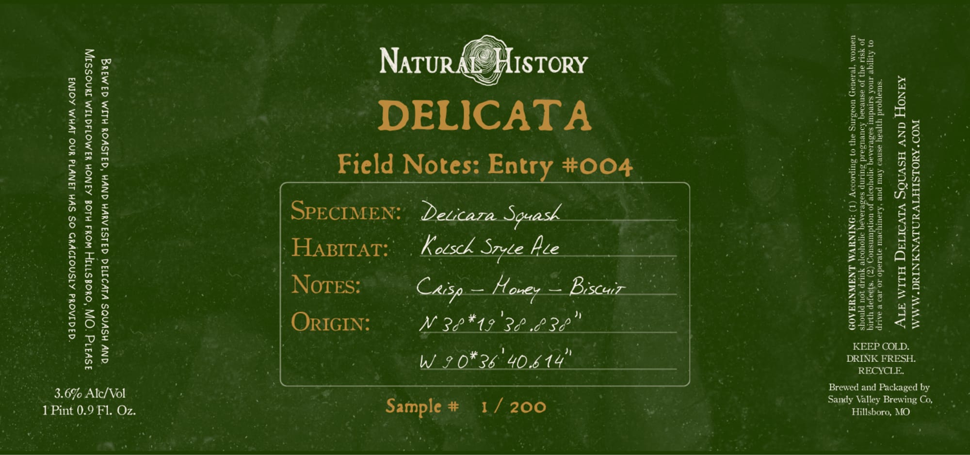 DELICATA by NATURAL HISTORY - beer label