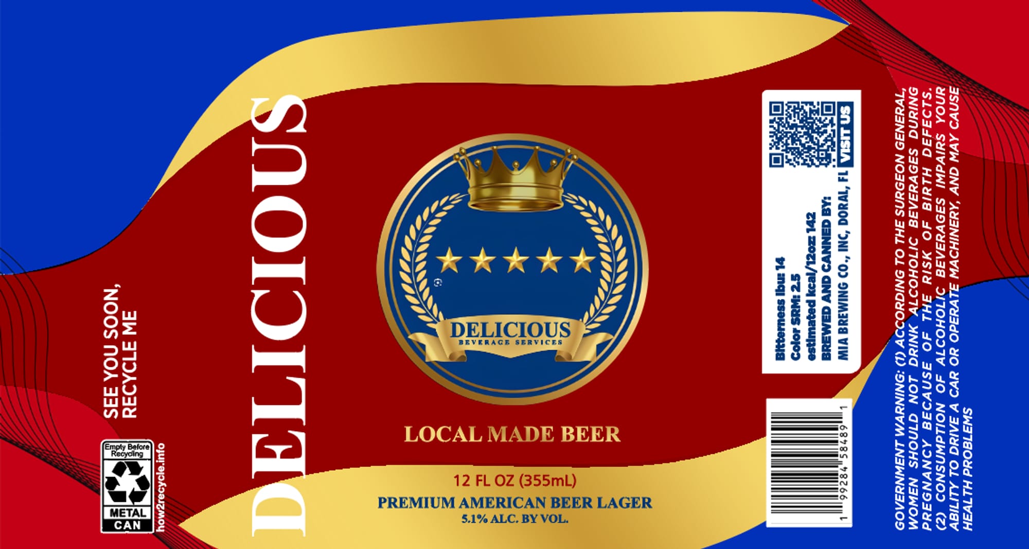 Delicious Local Made Beer by Delicious Beverage Co., Inc. - beer label
