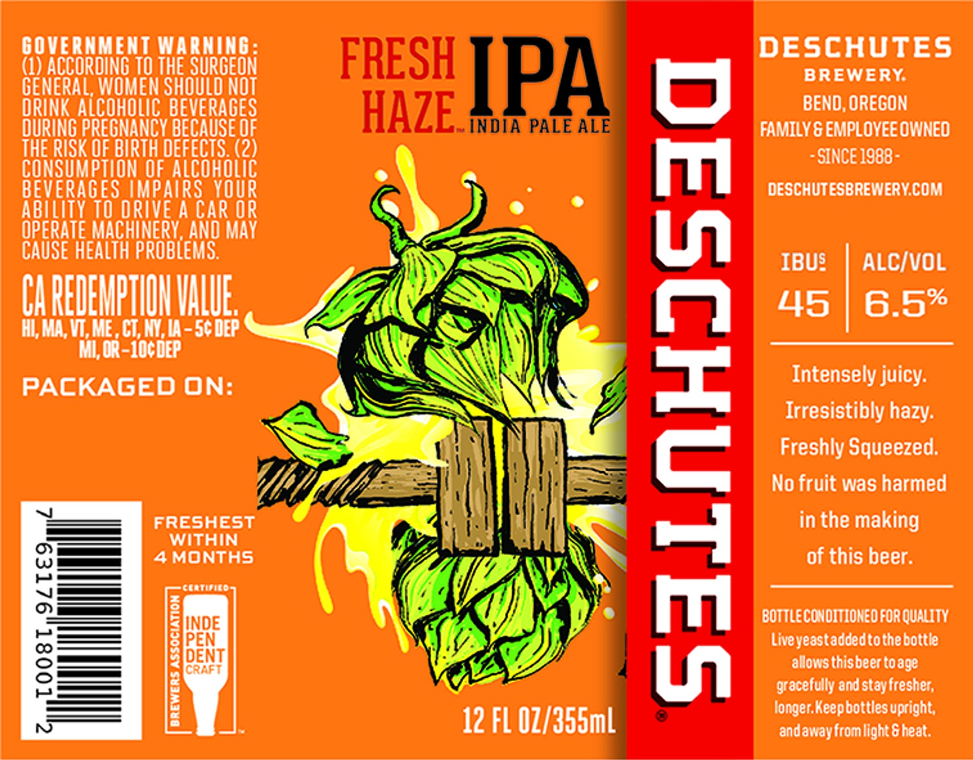 Fresh IPA by Deschutes Brewery - beer label