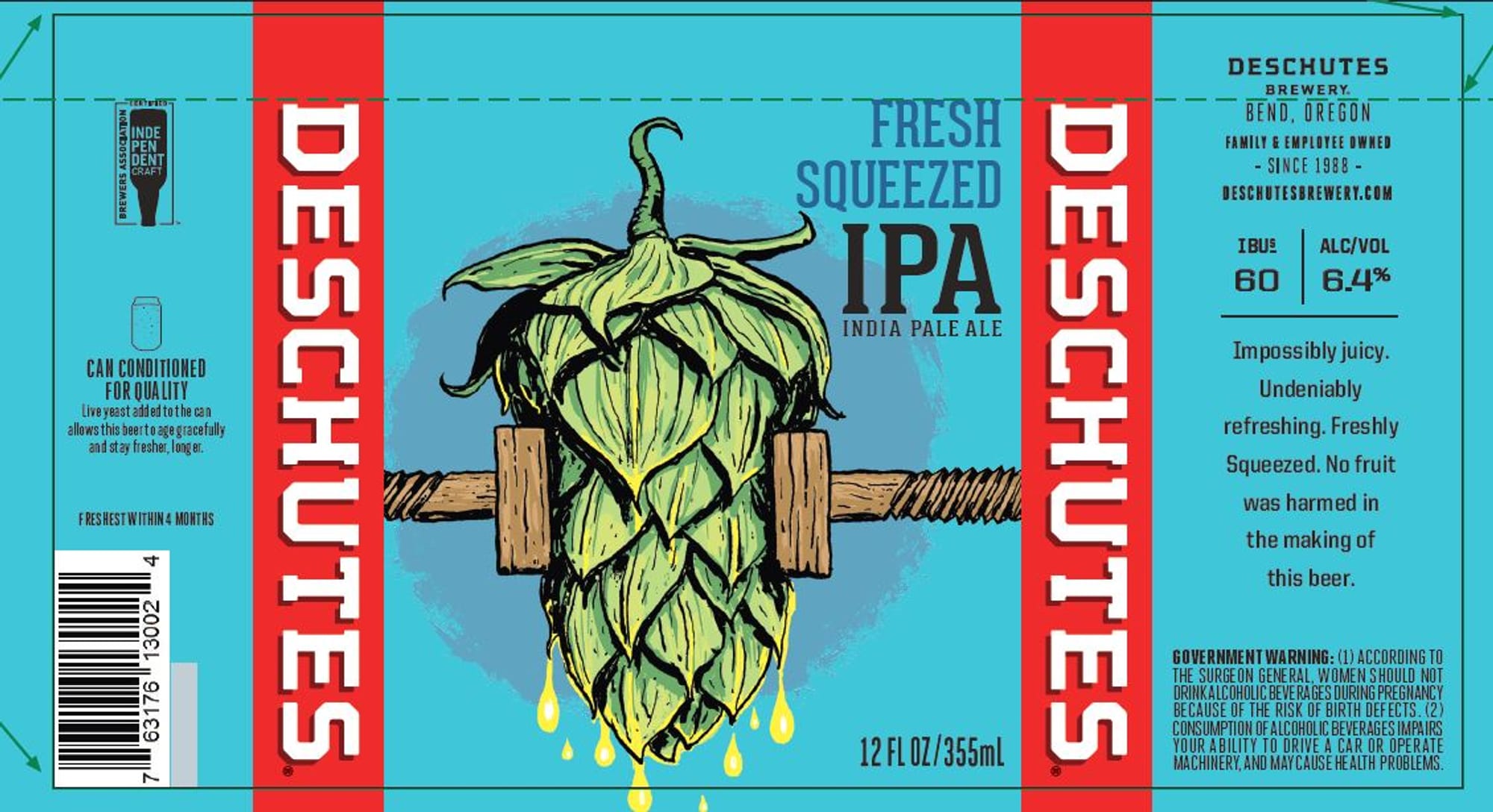 Fresh Squeezed IPA by Deschutes Brewery - beer label