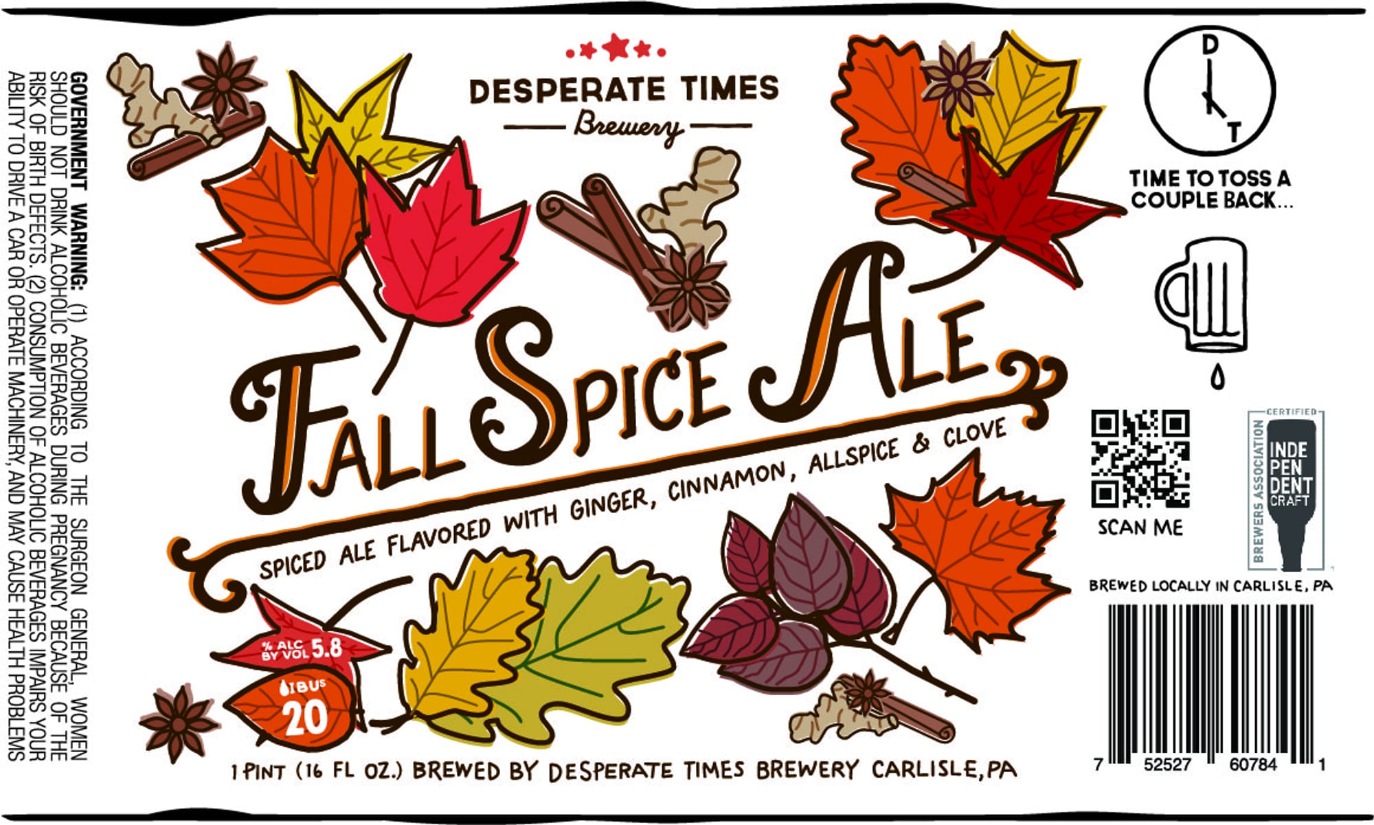Fall Spice Ale by Desperate Times Brewery - beer label
