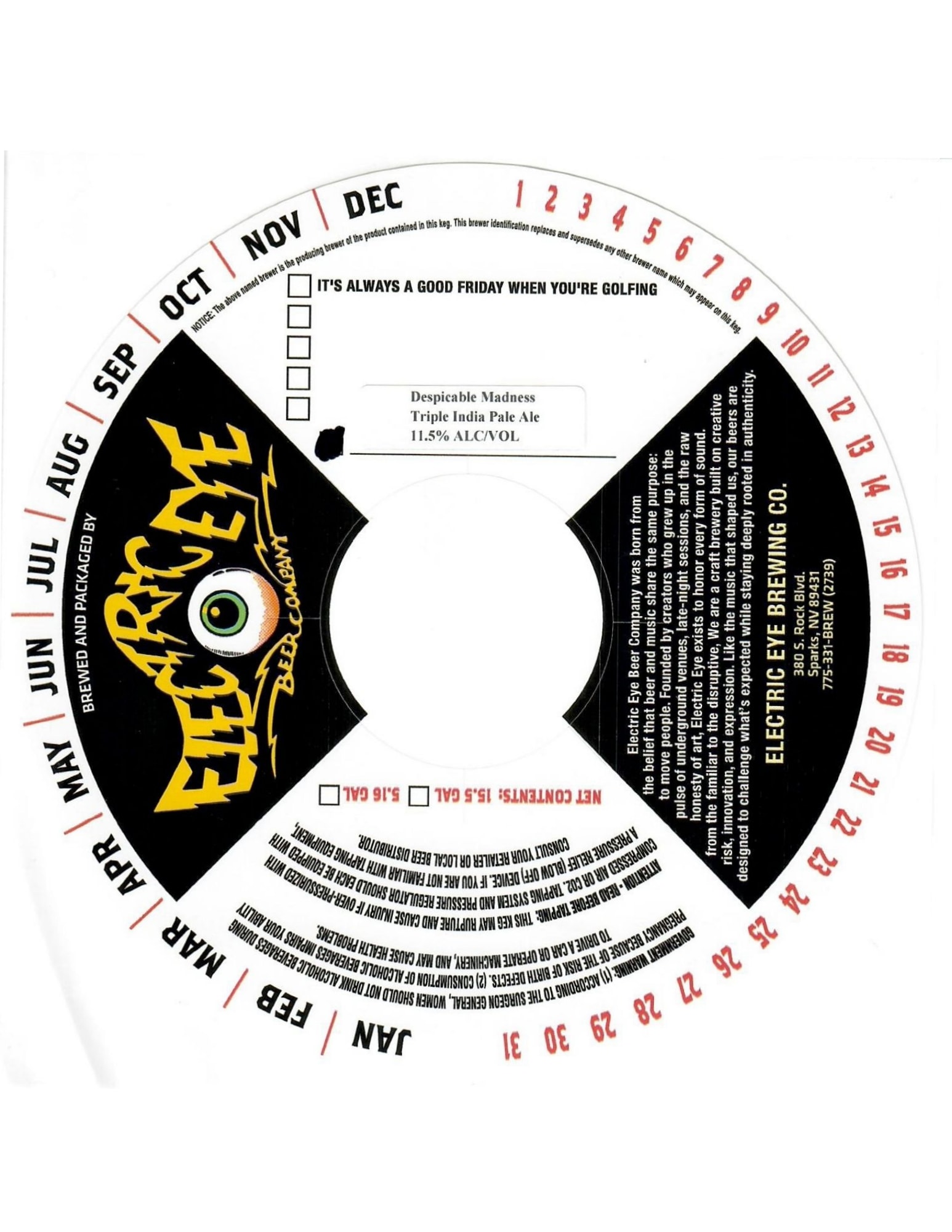 Despicable Madness by Electric Eye Brewery - beer label