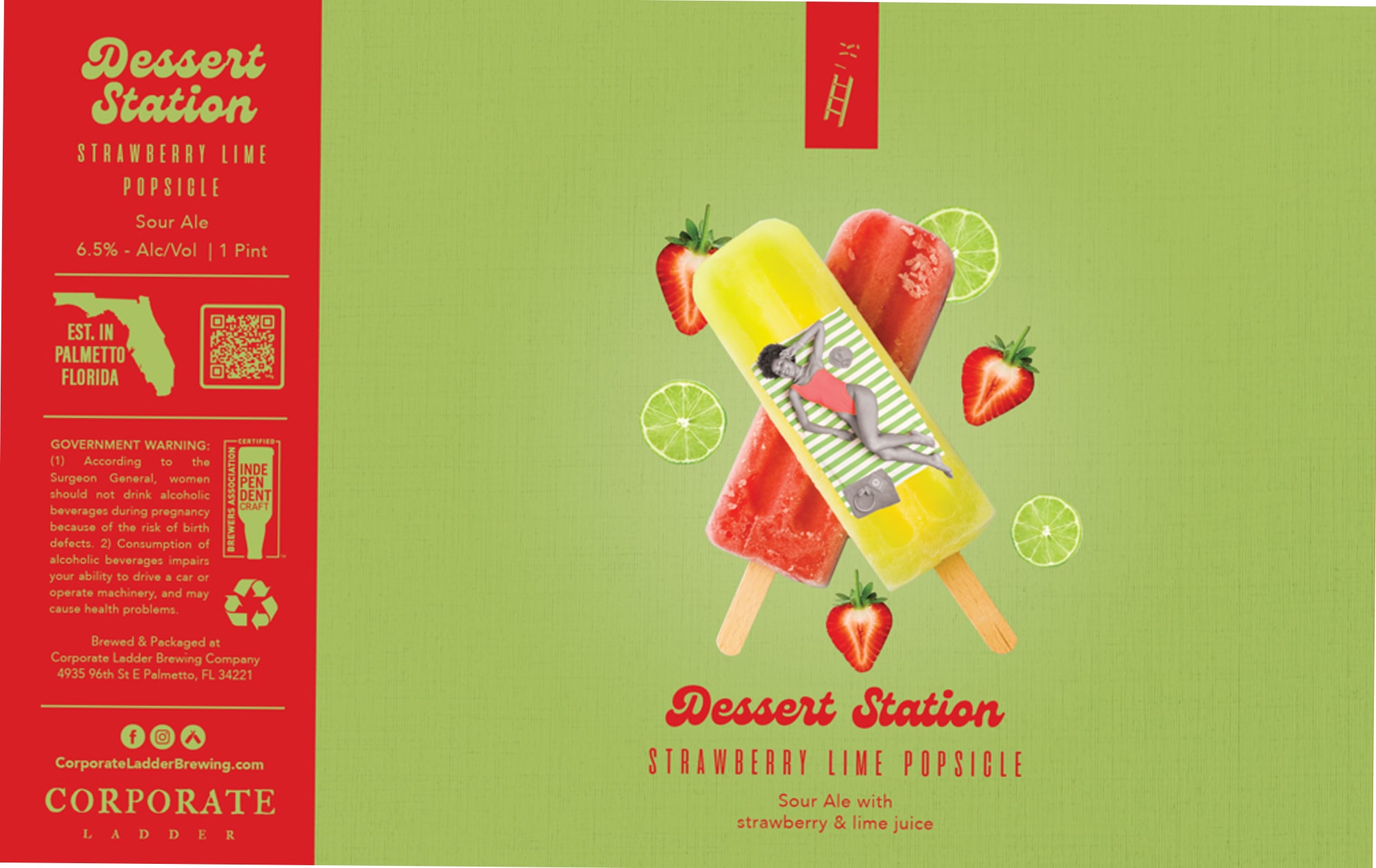 Dessert Station Strawberry Lime Popsicle by Corporate Ladder Brewing - beer label