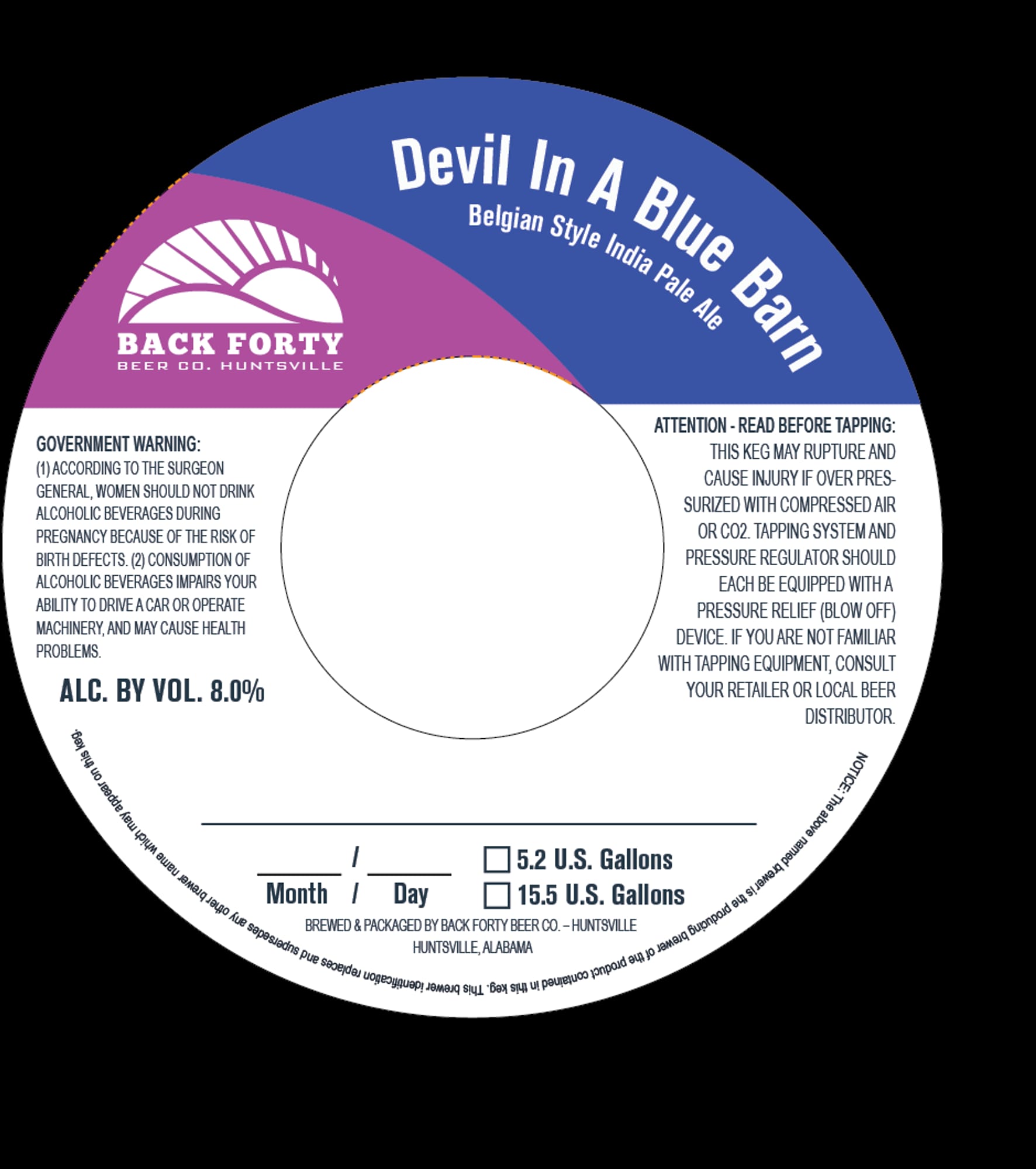 Devil In A Blue Barn by Back Forty Brewing Co. - beer label