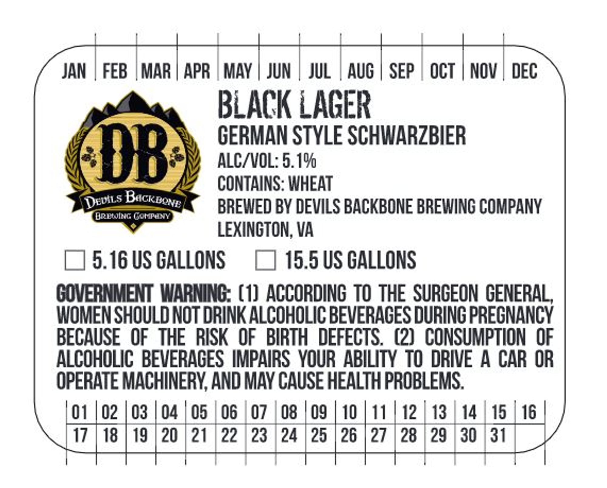 Black Lager by Devils Backbone Brewing Company - beer label