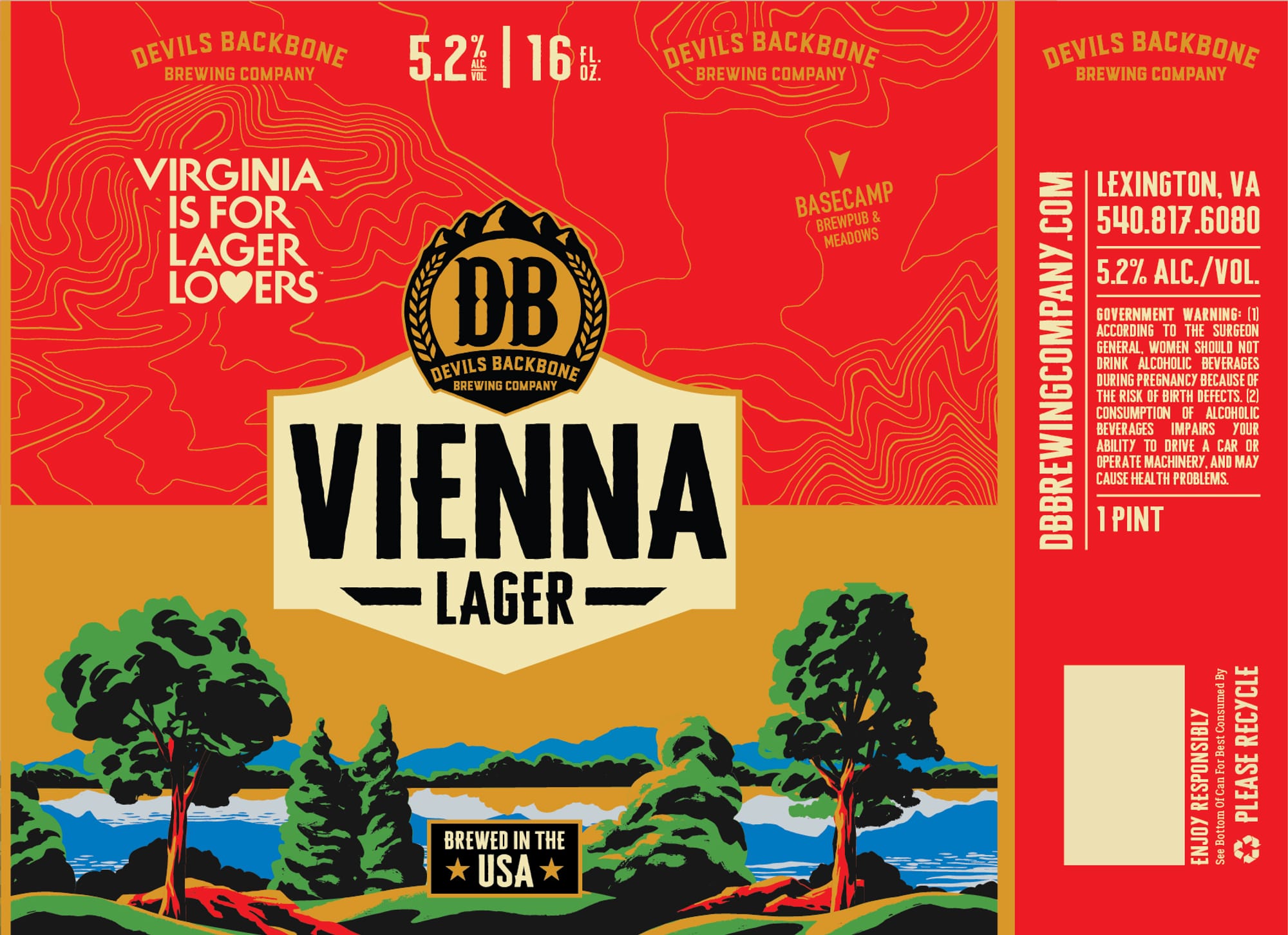 Vienna Lager by Devils Backbone Brewing Company - beer label