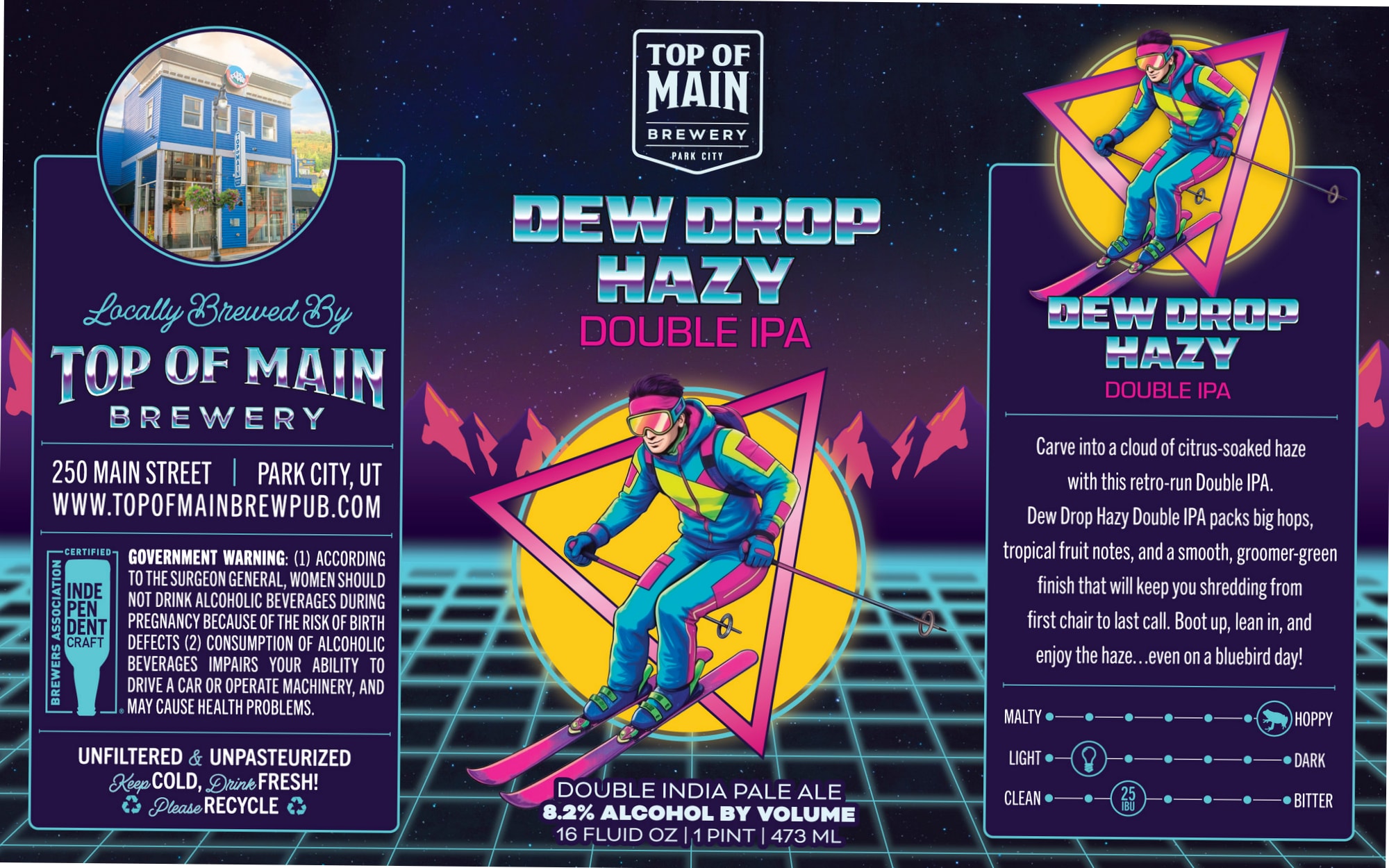 Dew Drop Hazy Double IPA by Top of Main Brewery - beer label