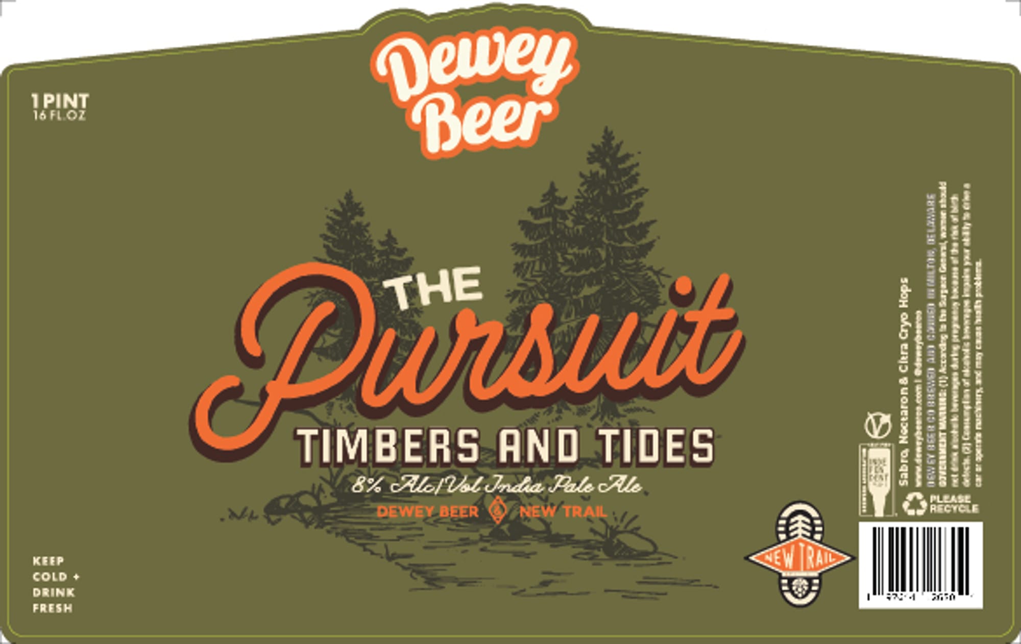 Dewey Beer The Pursuit by New Trail Brewing - beer label