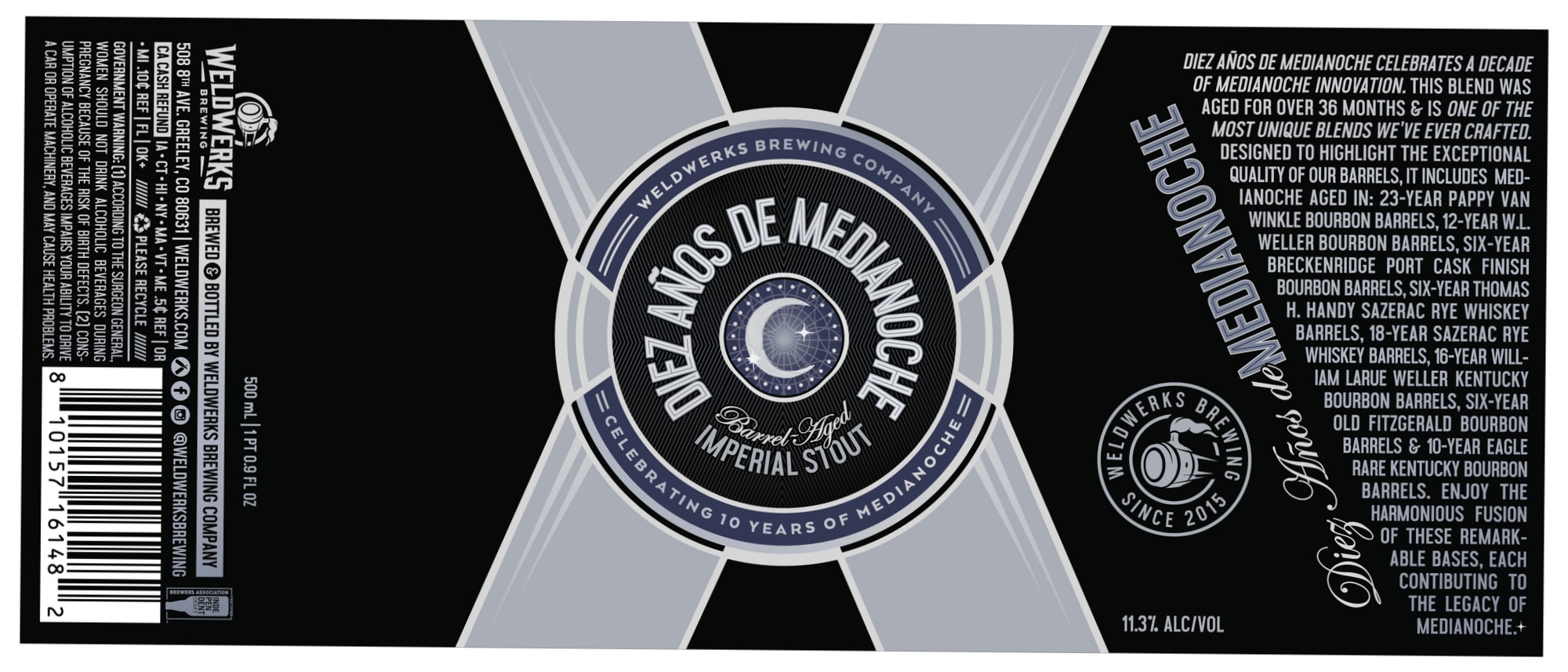 Diez Años de Medianoche by WeldWerks Brewing Company - beer label