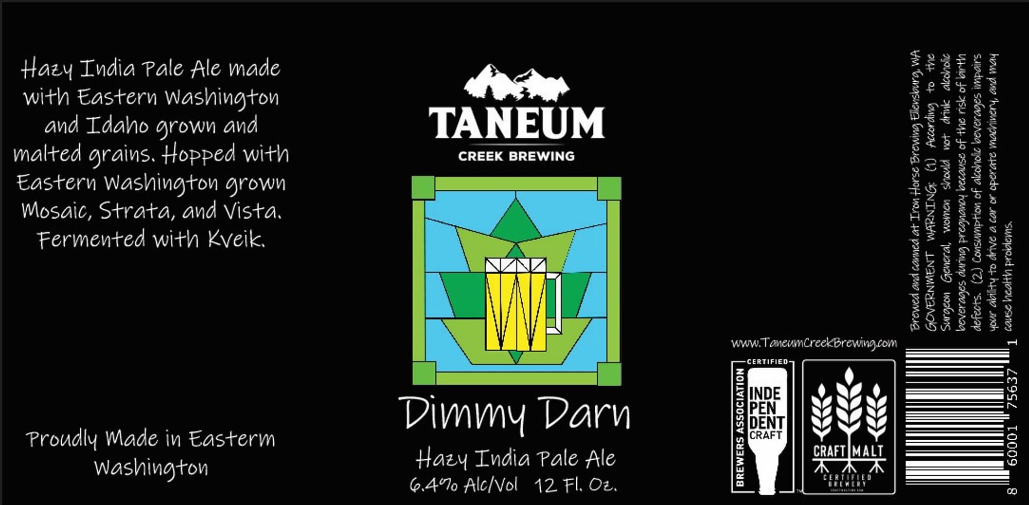 Dimmy Darn by Taneum Creek Brewing - beer label