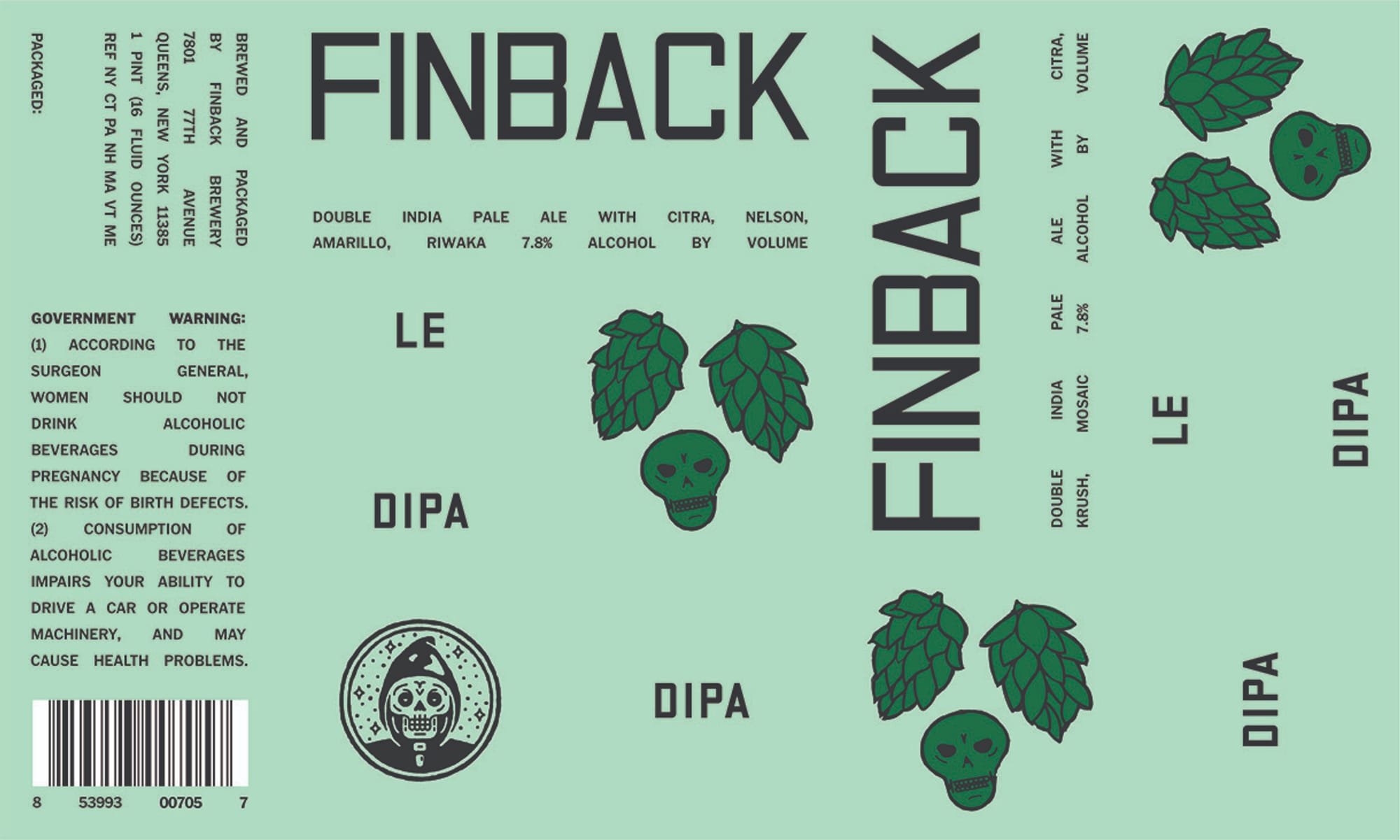 DIPA by Finback Brewery - beer label