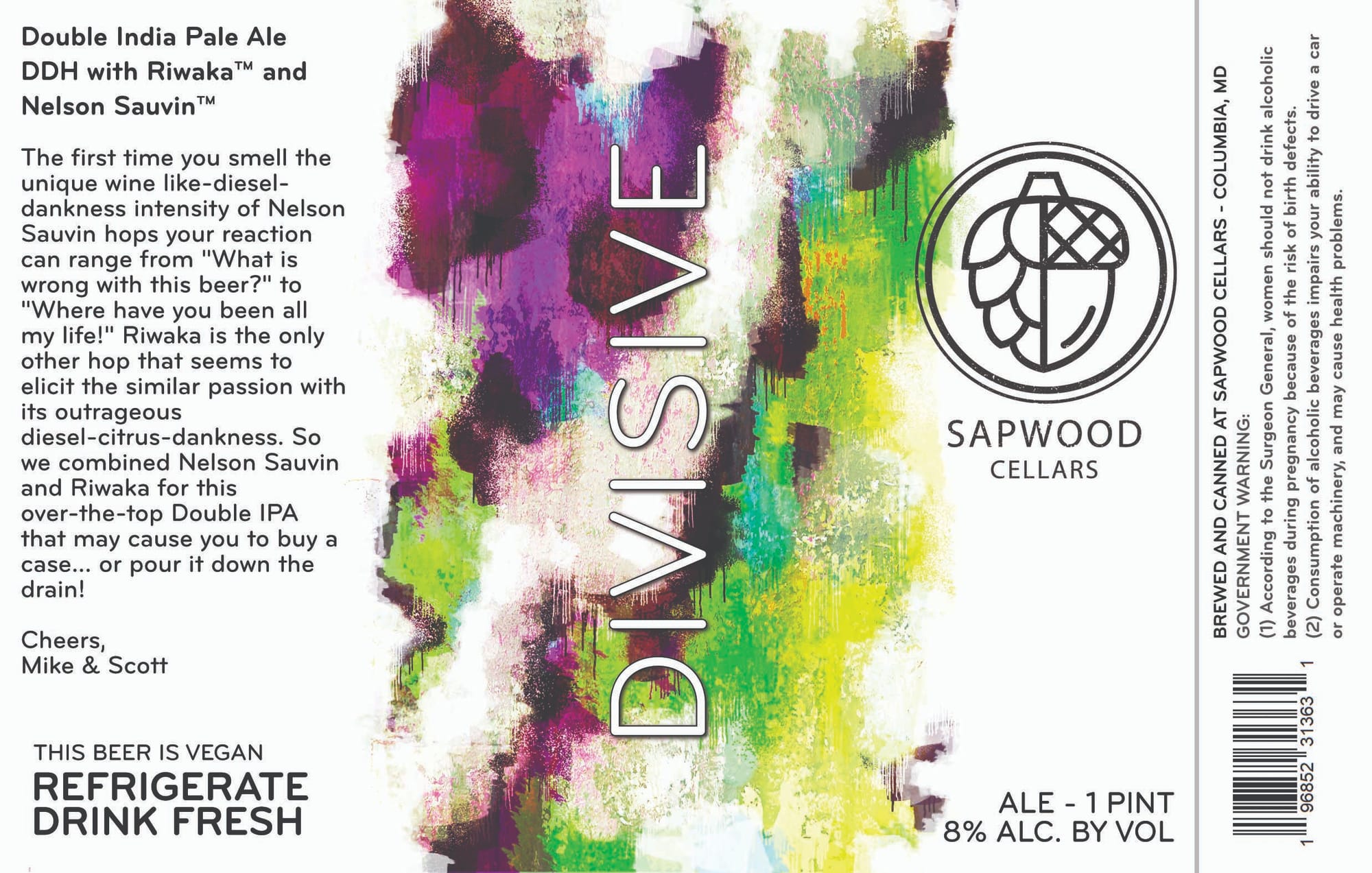 Dive by Sapwood Cellars - beer label