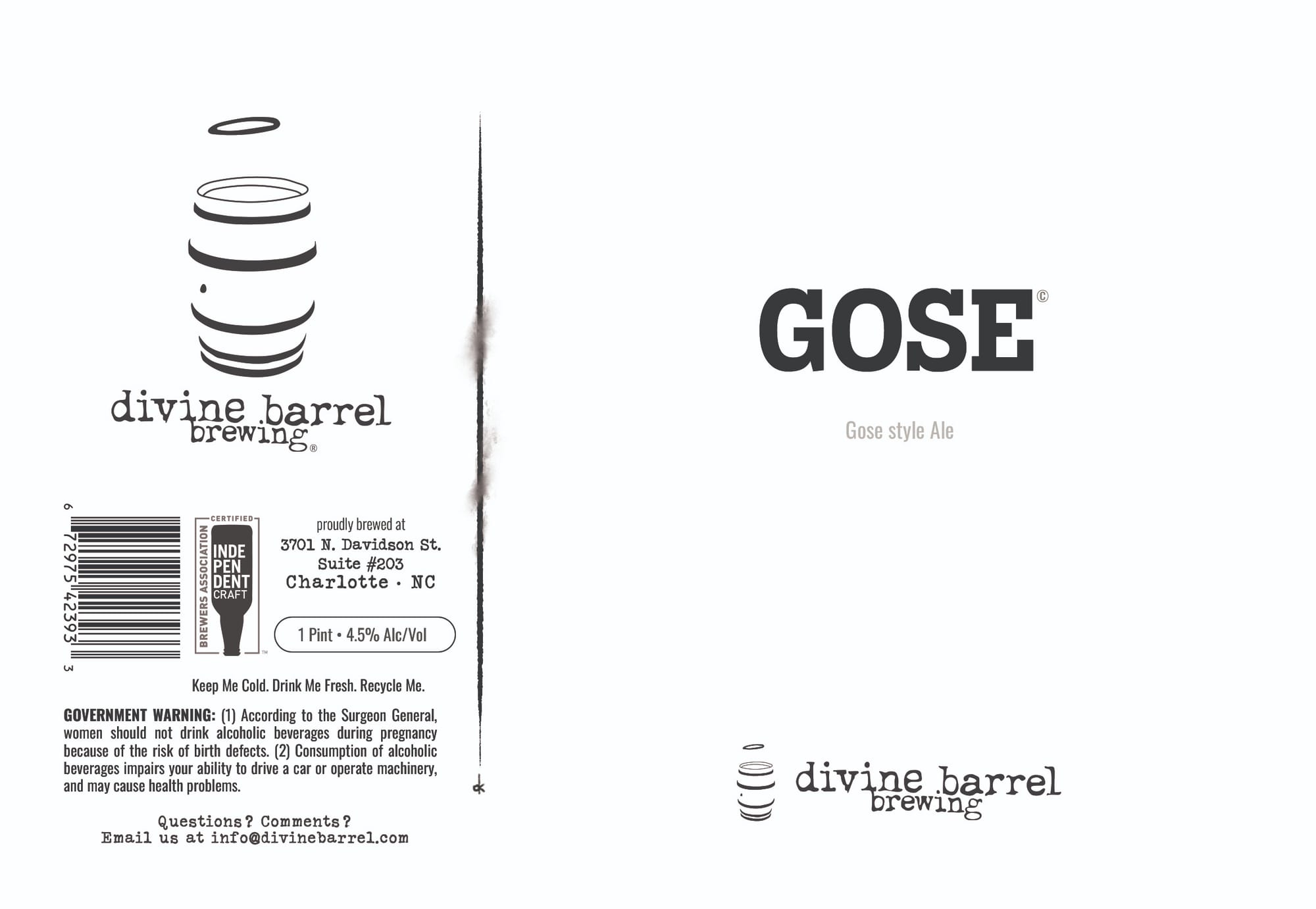 Gose Style Ale by Divine Barrel Brewing - beer label