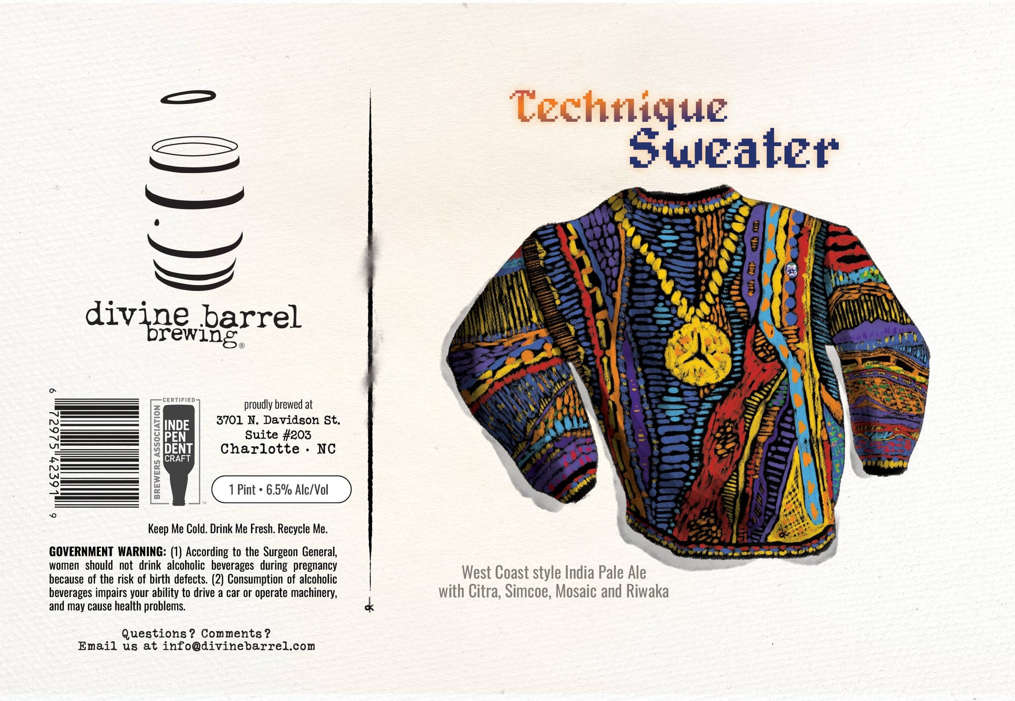 Technique Sweater by Divine Barrel Brewing - beer label