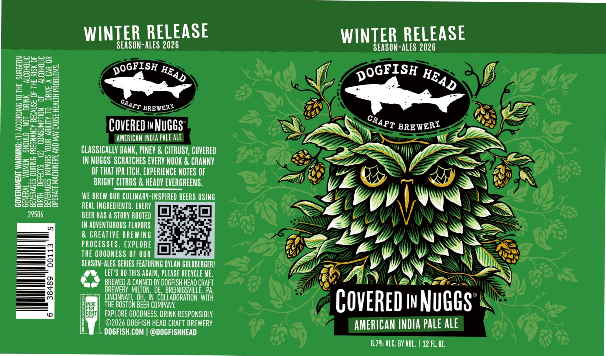 Covered in Nuggs by Dogfish Head - beer label