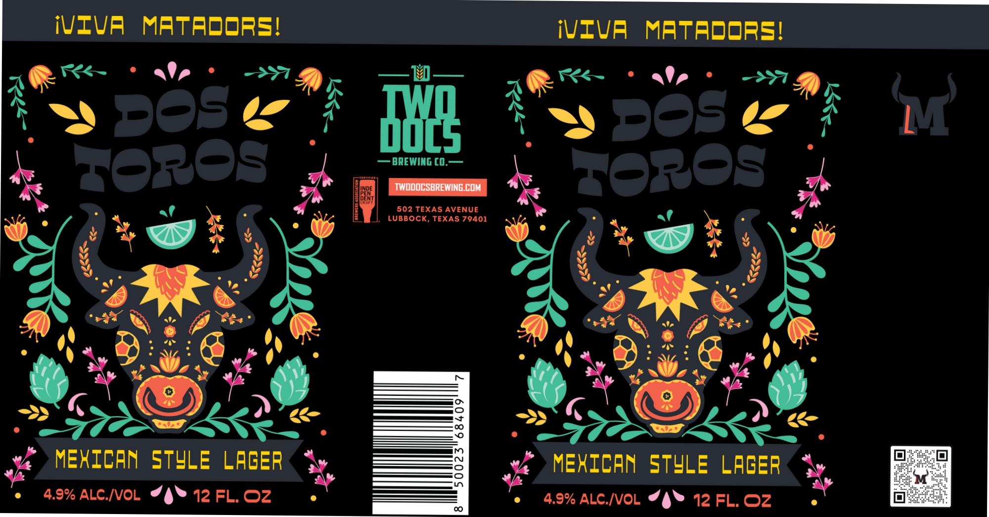 Dos Toros Matadors by Two Docs Brewing Co. - beer label