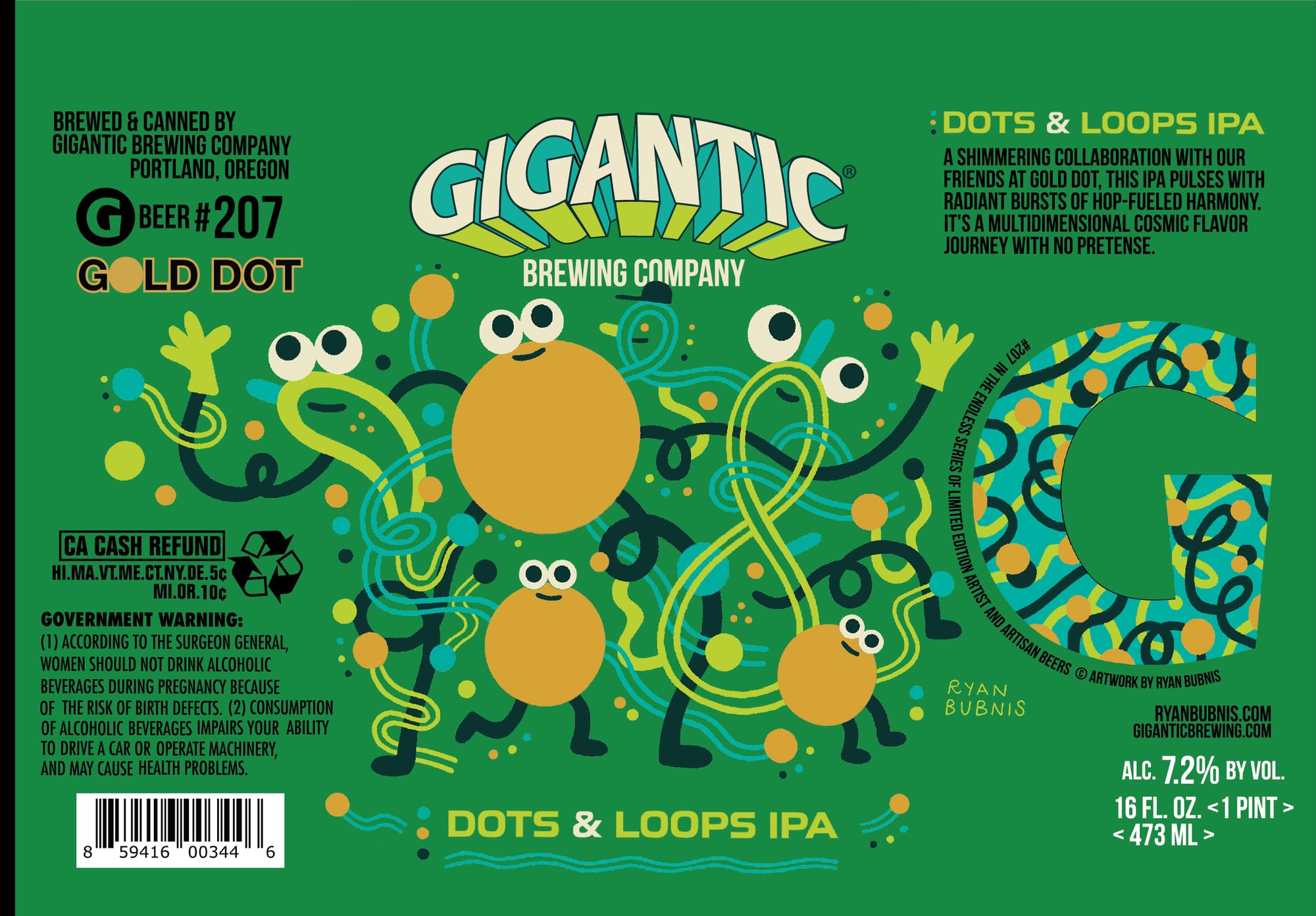 Dots & Loops IPA by Gigantic Brewing Company - beer label