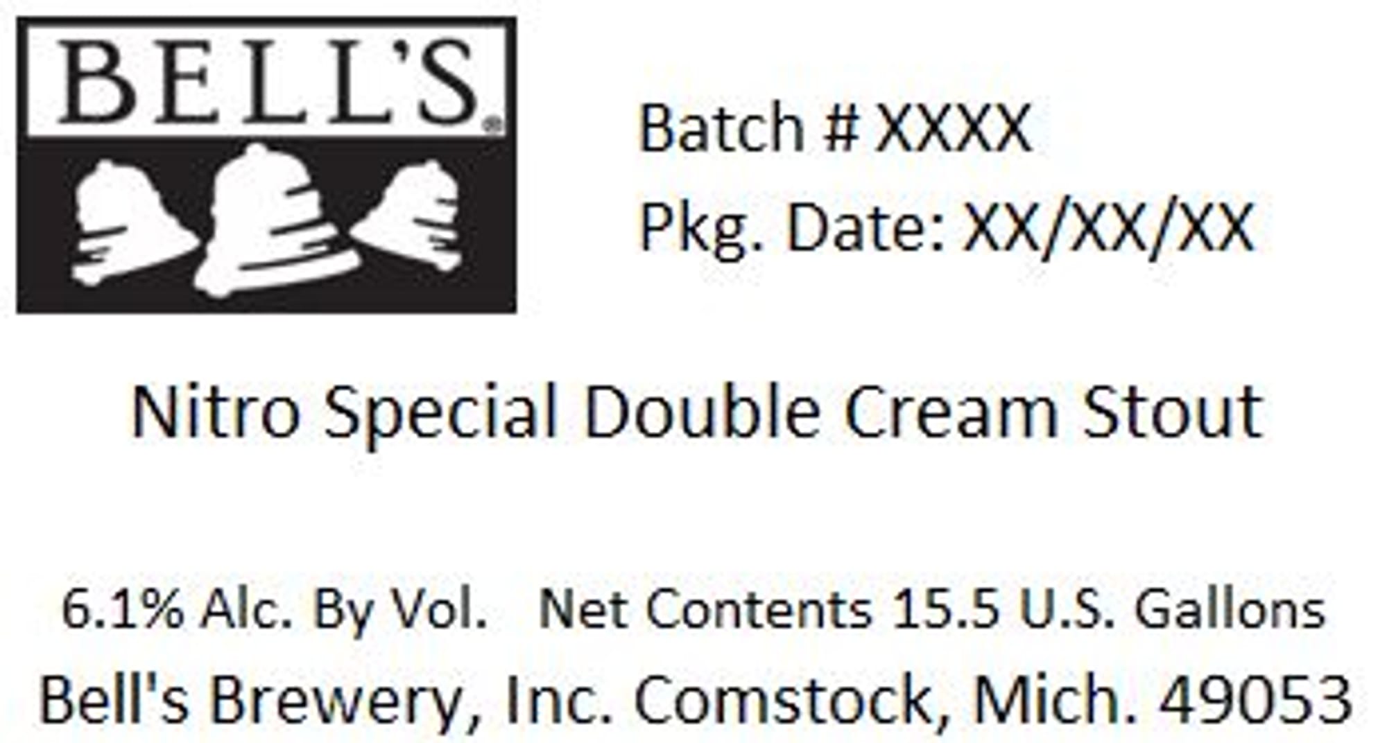 Nitro Special Double Cream Stout by Bell's Brewery - beer label
