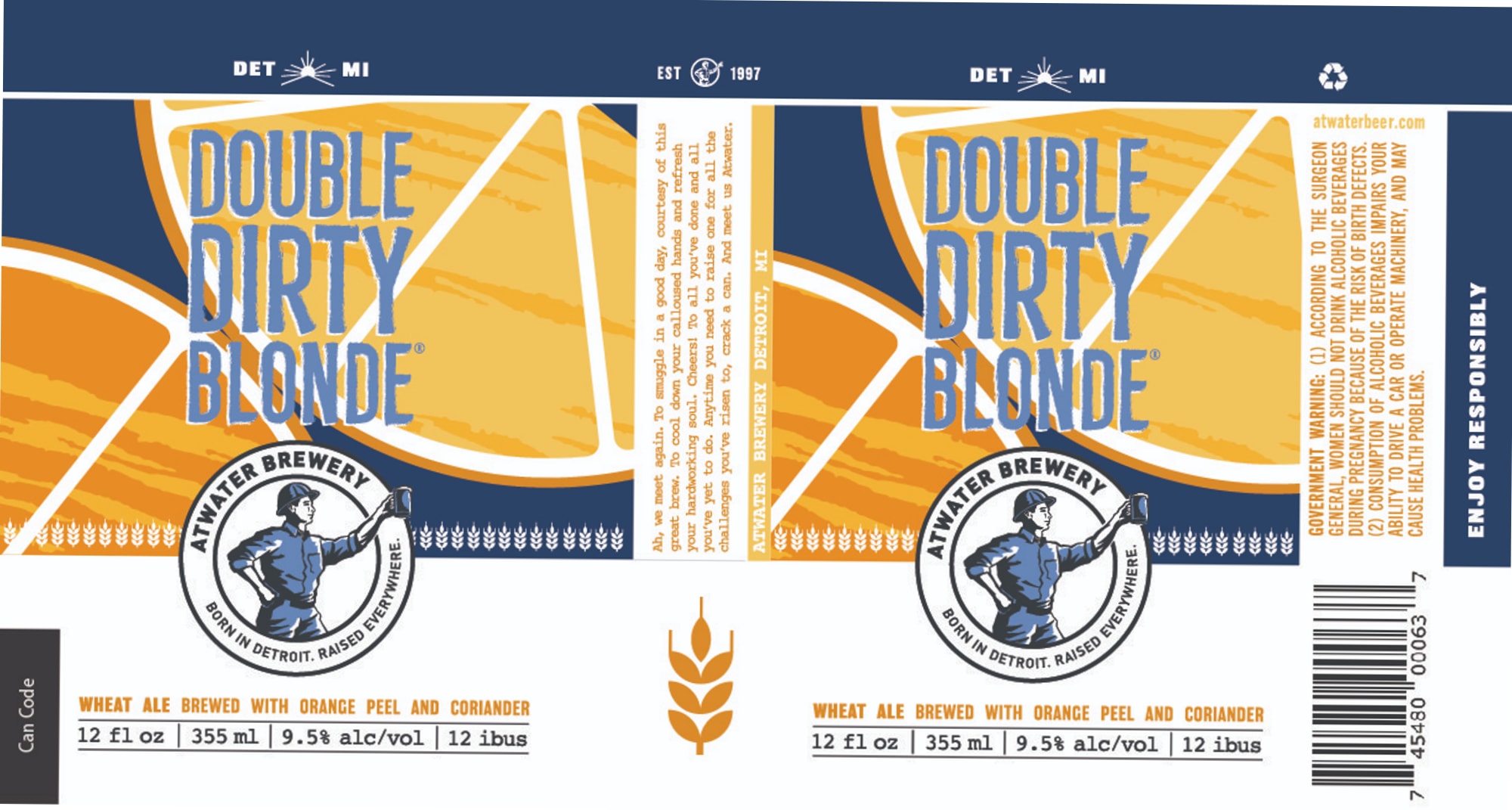 Double Dirty Blonde by Atwater Brewery - beer label
