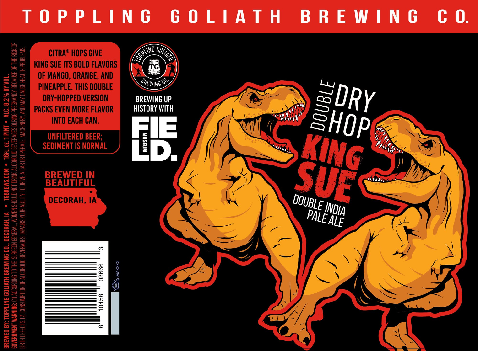 DOUBLE DRY HOP KING SUE by TOPPLING GOLIATH BREWING CO. - beer label