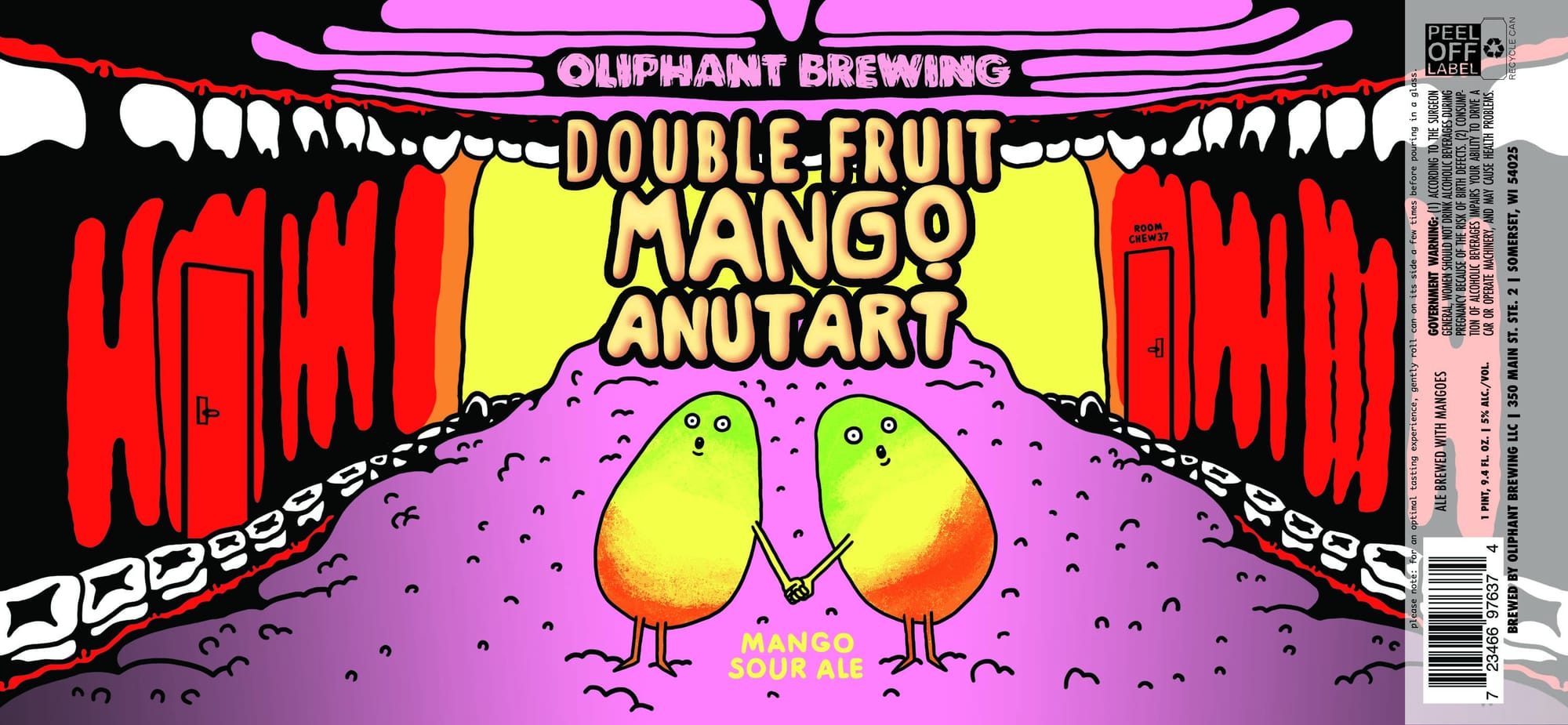 Double Fruit Mango Anutart by Oliphant Brewing - beer label