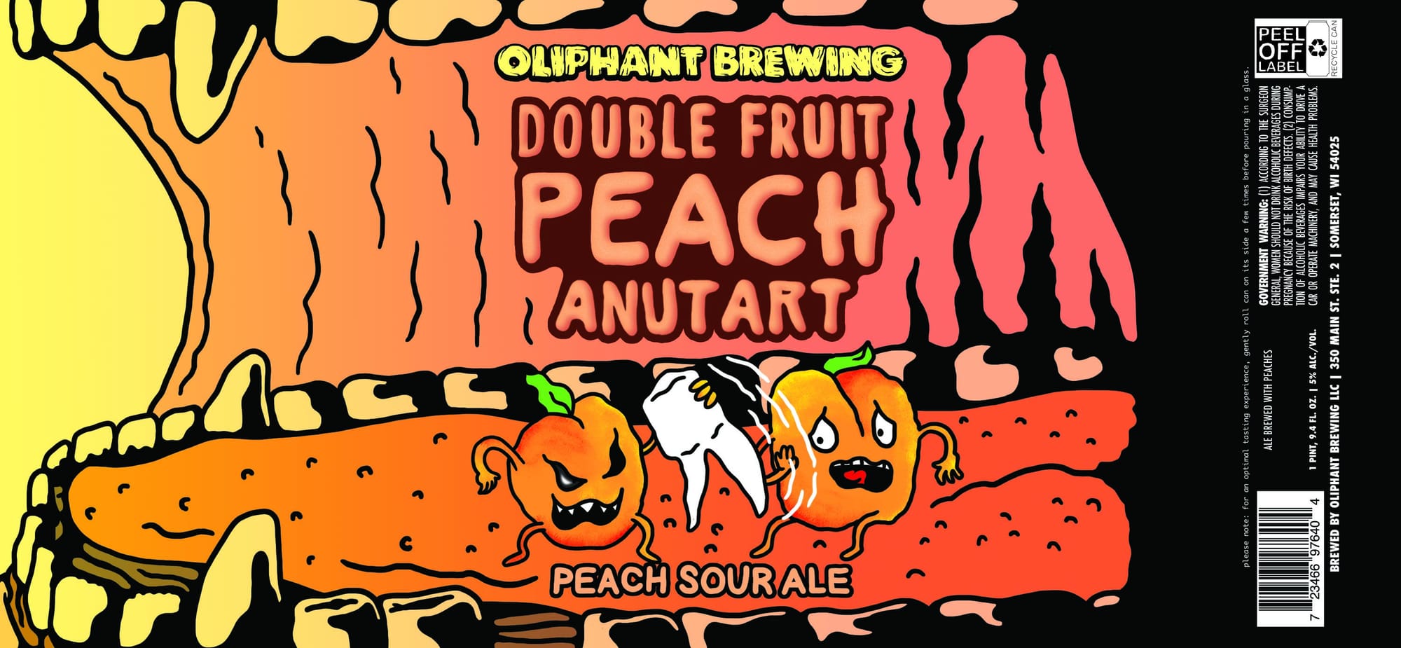 Double Fruit Peach Anutart by Oliphant Brewing - beer label