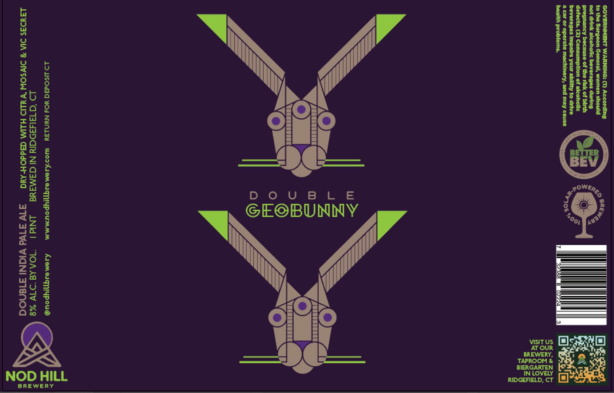 Double Geo Bunny by Nod Hill Brewery - beer label