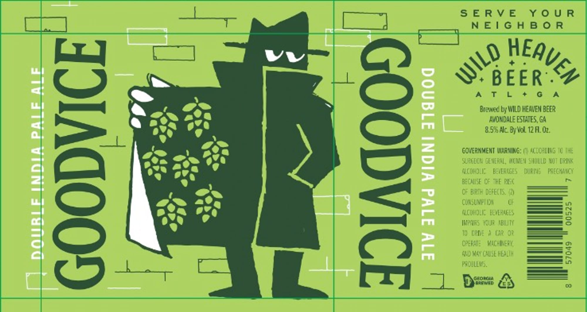 Goodvice Double India Pale Ale by Wild Heaven Beer - beer label