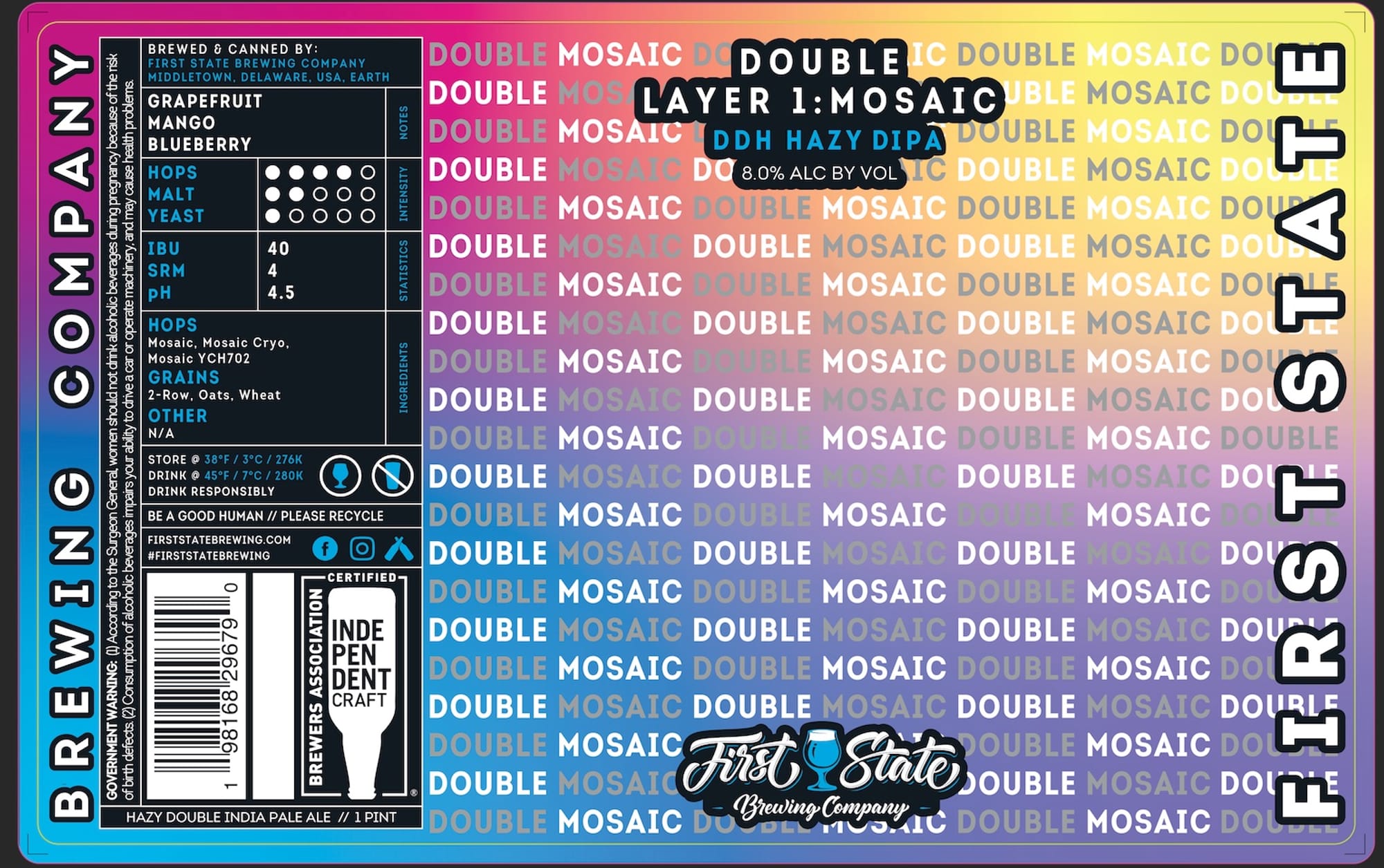 Double Mosaic by First State Brewing Company - beer label