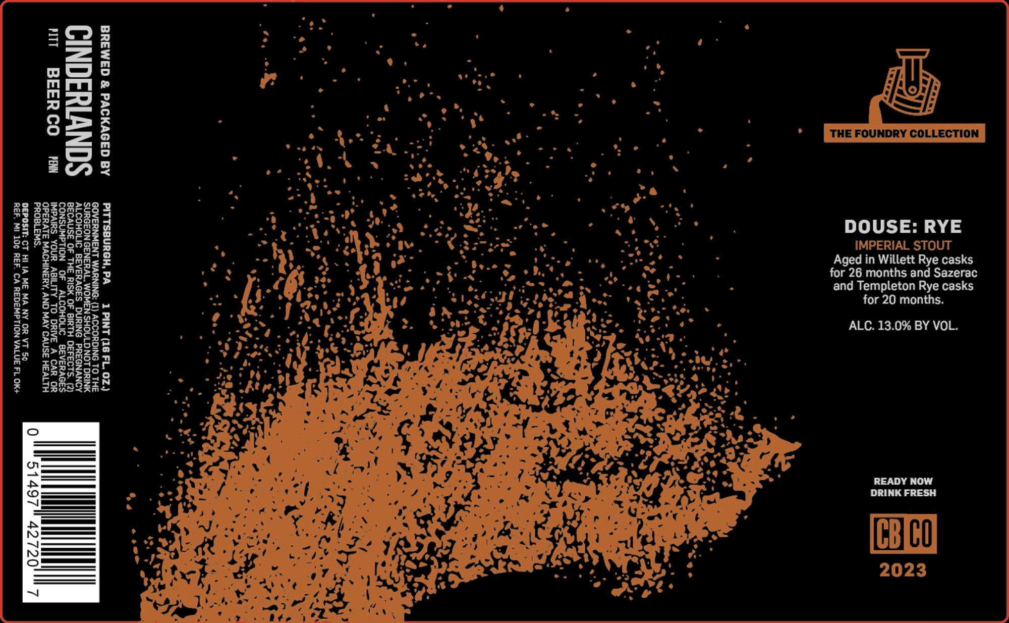 Douse: Rye by Cinderlands Beer Co. - beer label