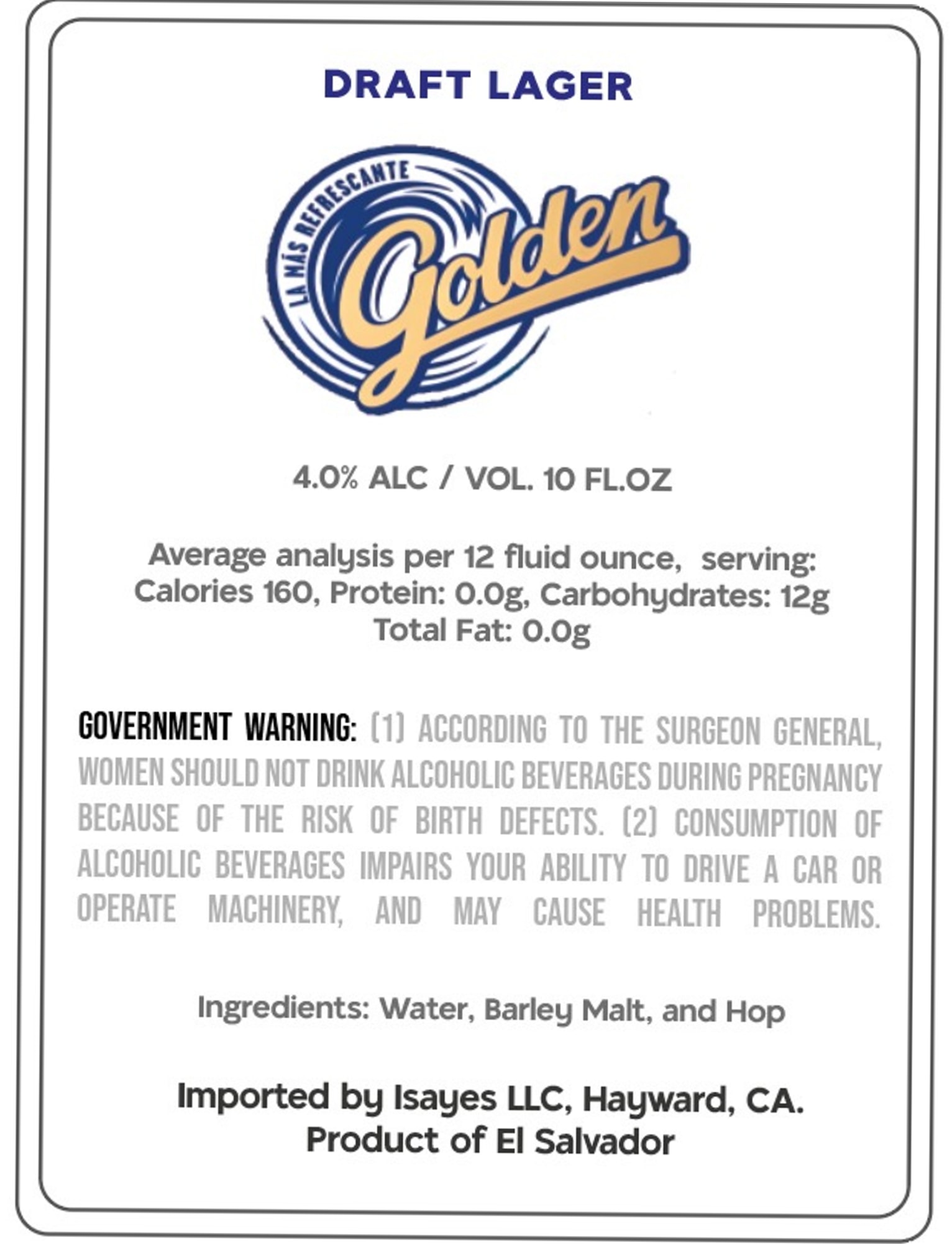Draft Lager by El Golden - beer label