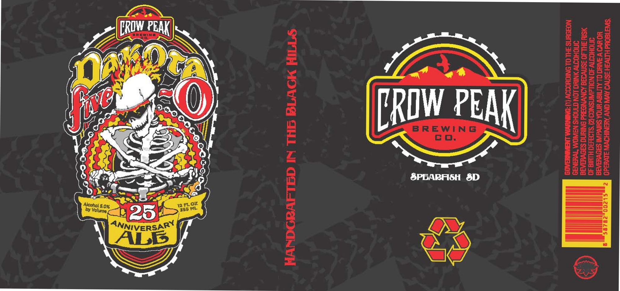 Drafted in the Black Hills by Crow Peak Brewing Co. - beer label