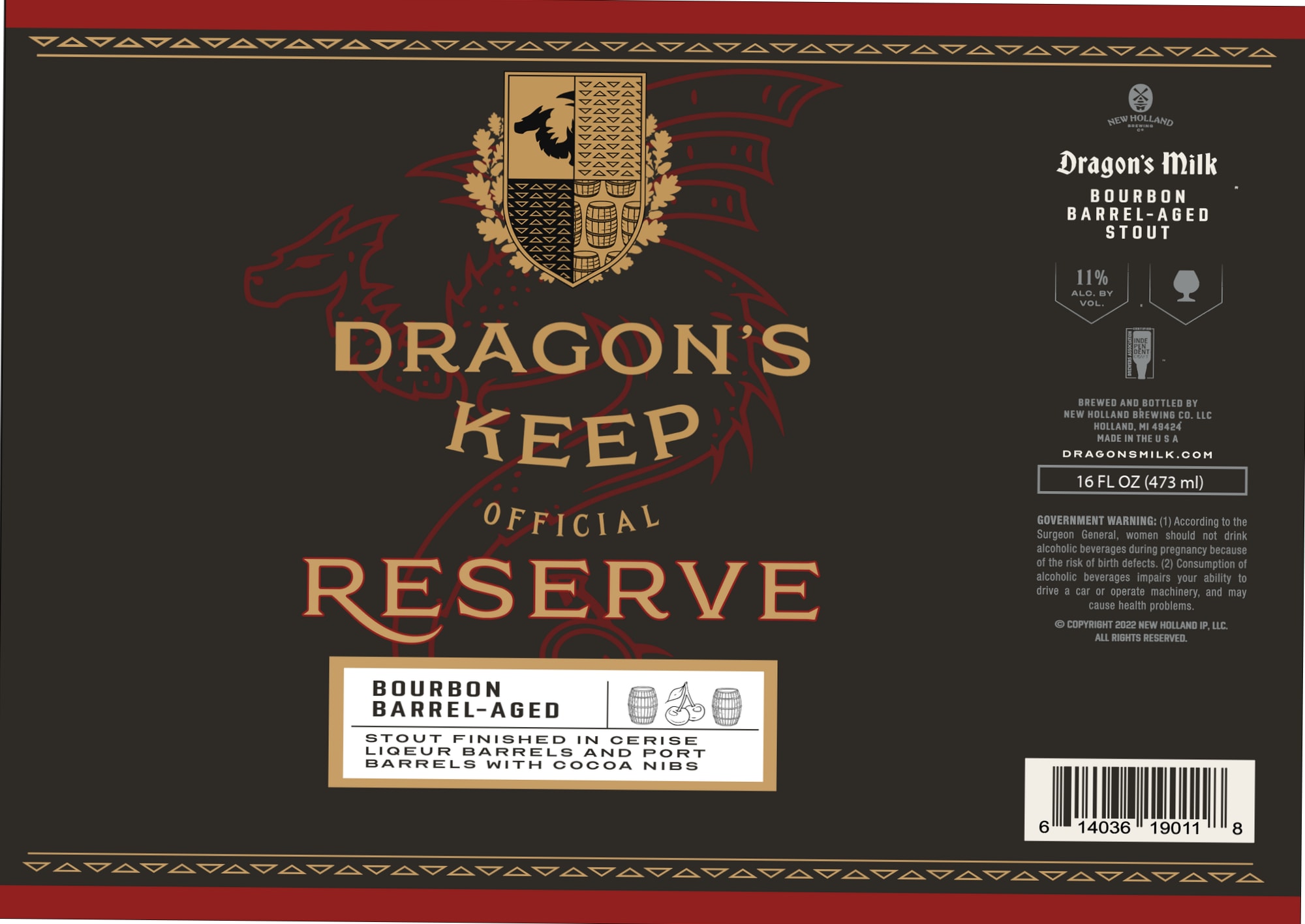 Dragon's Milk Bourbon Barrel-Aged Stout by New Holland Brewing - beer label