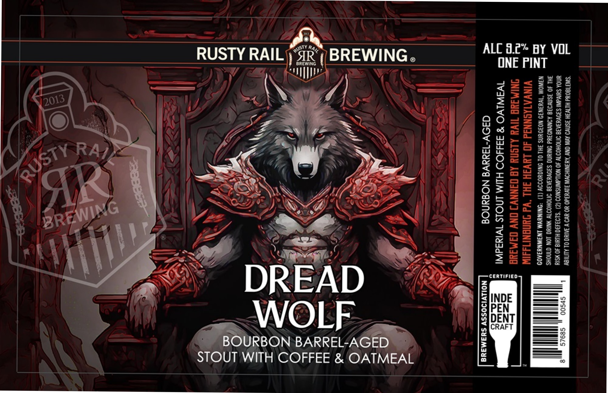 Dread Wolf by Rusty Rail Brewing - beer label